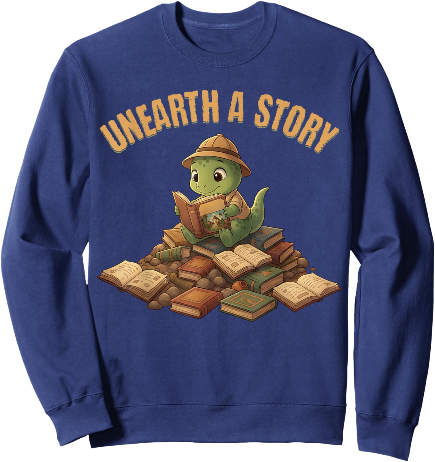 Unearth a Story Dinosaur Reading Books Summer 2026 Sweatshirt - Sweatshirt | Navy