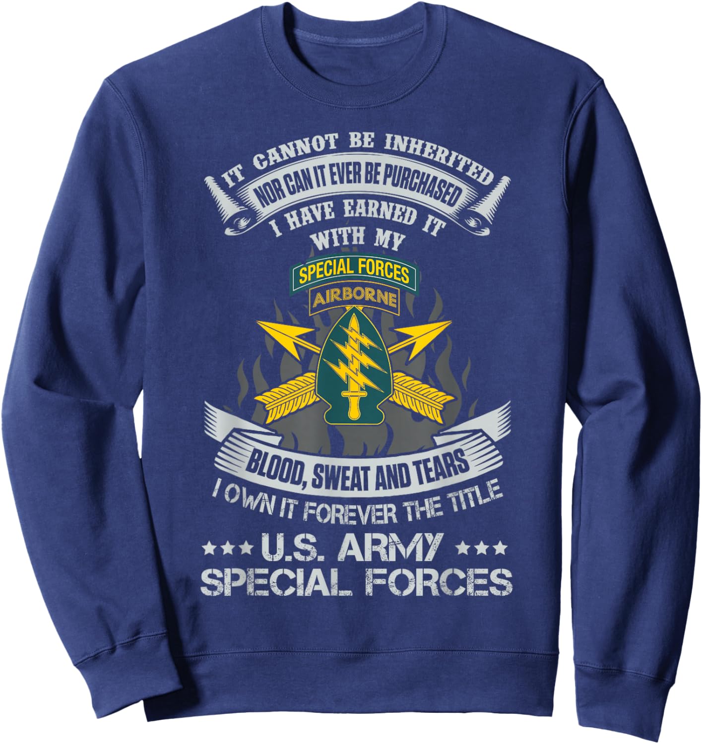 Own Forever The Title US Special Forces Veteran Green Beret Sweatshirt - Sweatshirt | Navy