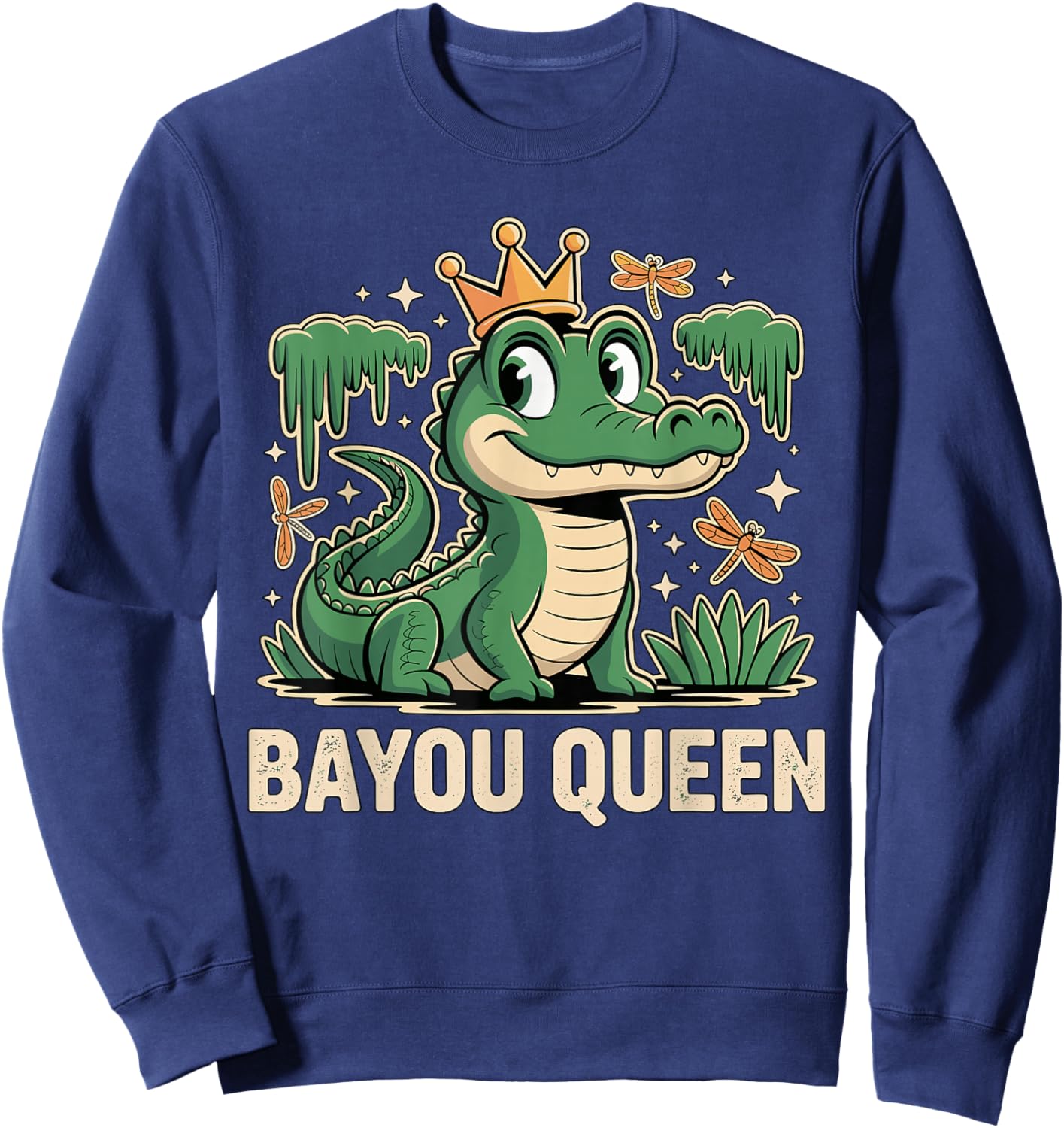 Bayou Queen Louisiana Alligator Retro Wildlife Travel Cajun Sweatshirt - Sweatshirt | Navy