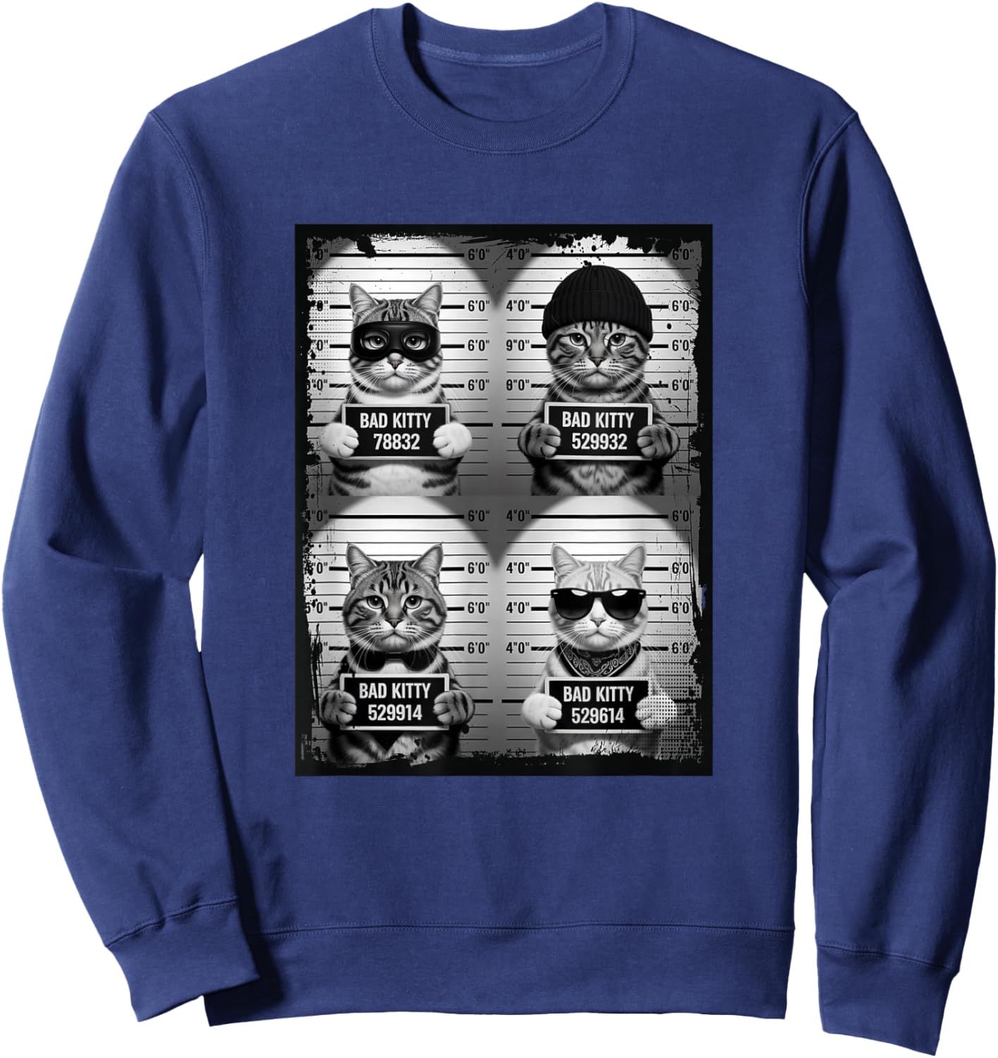 Funny Bad Cats Feline Mugshots Sweatshirt - Sweatshirt | Navy