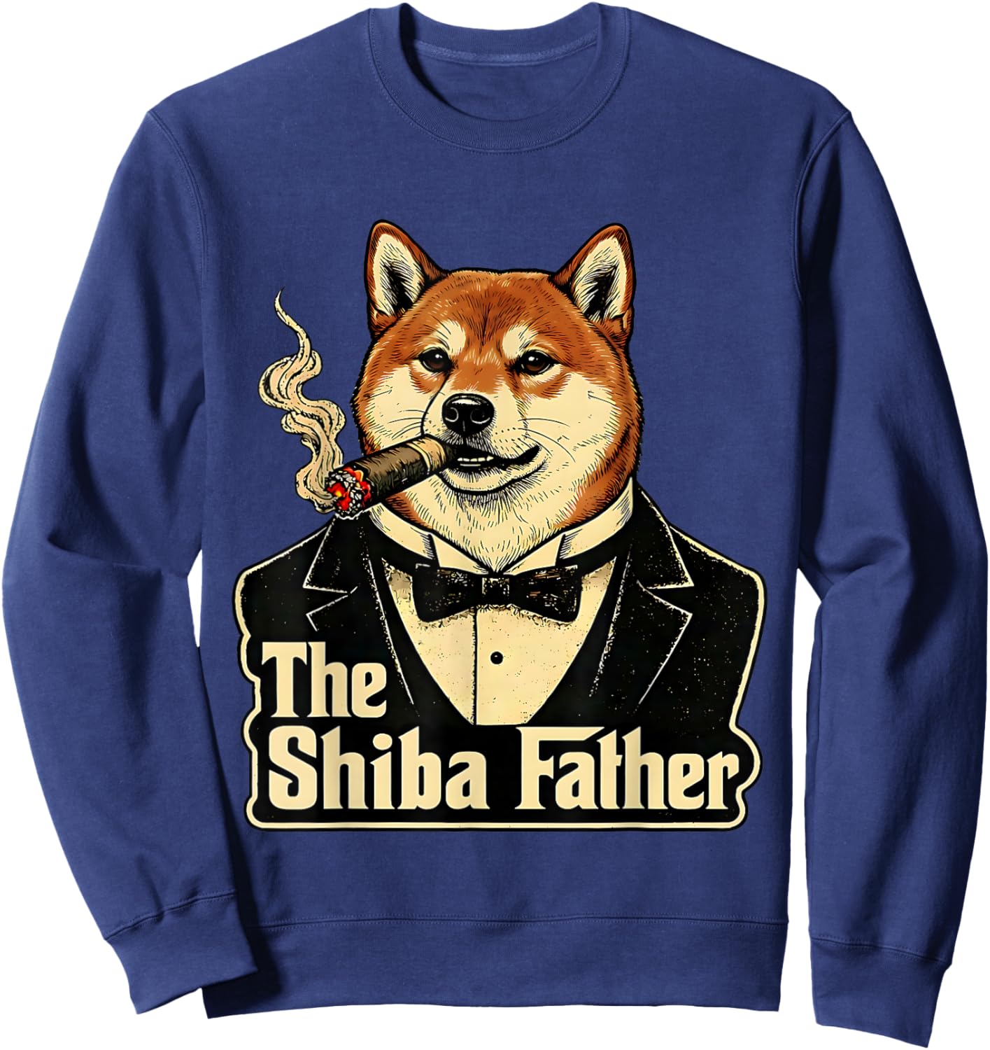 The Shiba Inu Father Funny Mafia Style Dog Dad Humor Lover Sweatshirt - Sweatshirt | Navy