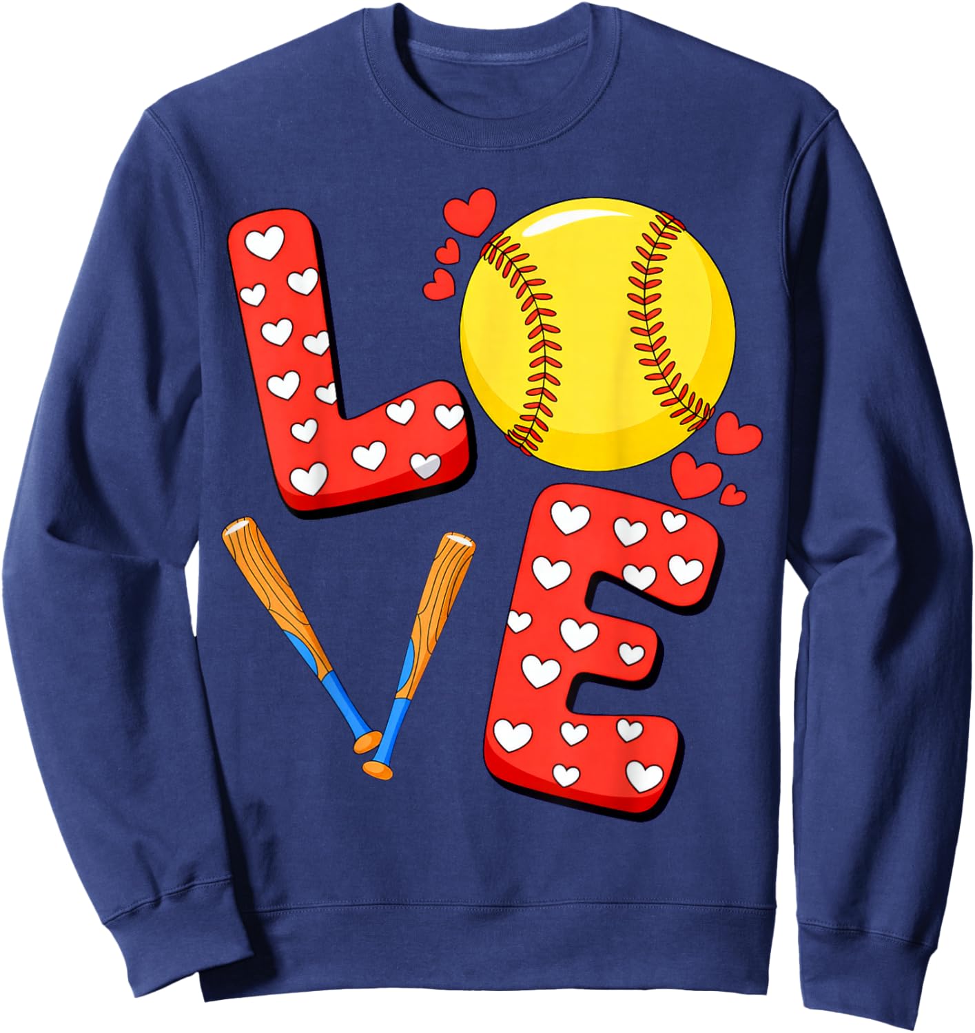 Love Softball Valentine Sweatshirt - Sweatshirt | Navy