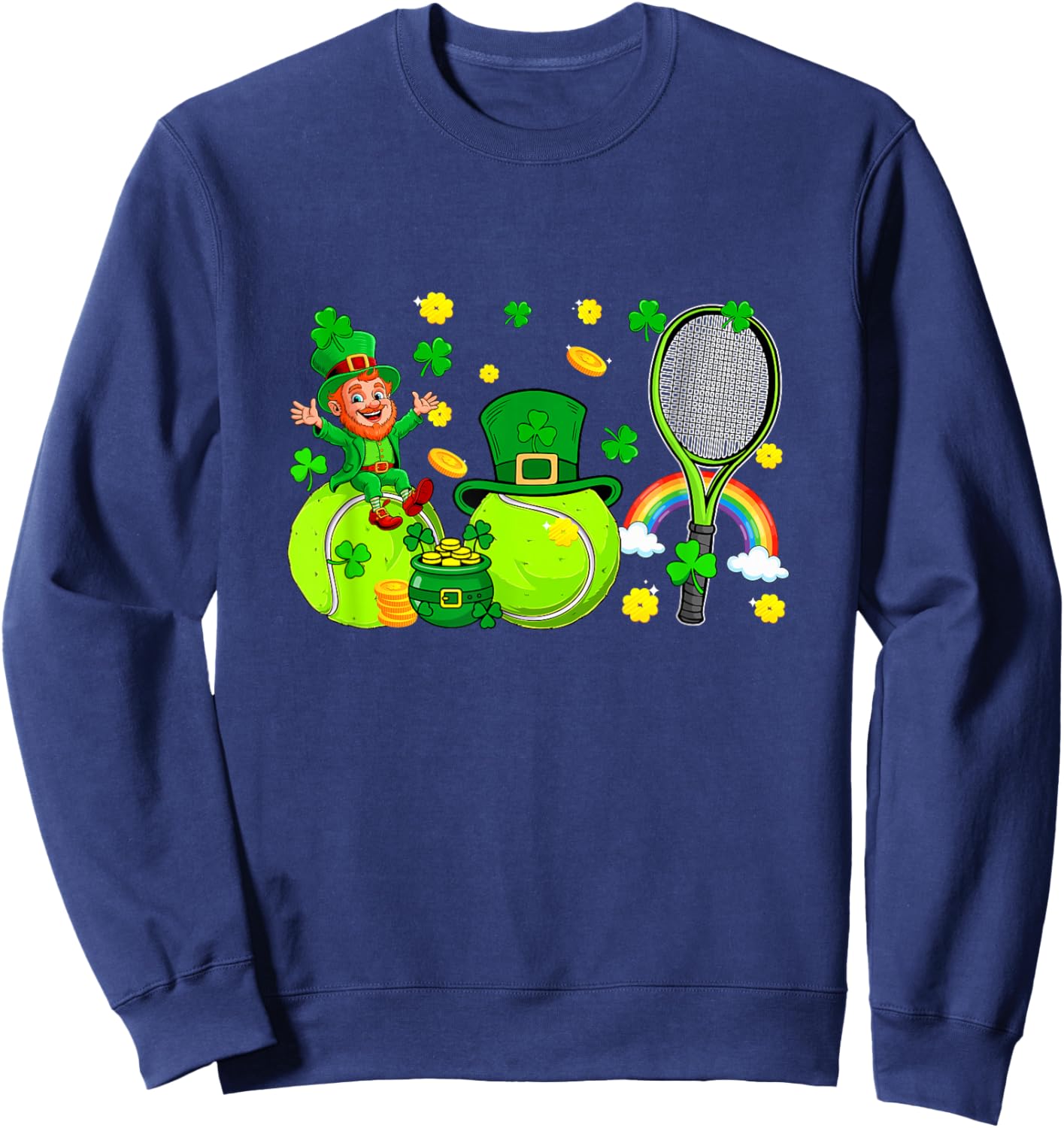 Tennis Equipment Player Team St. Patrick's Day Family Kids Sweatshirt - Sweatshirt | Navy