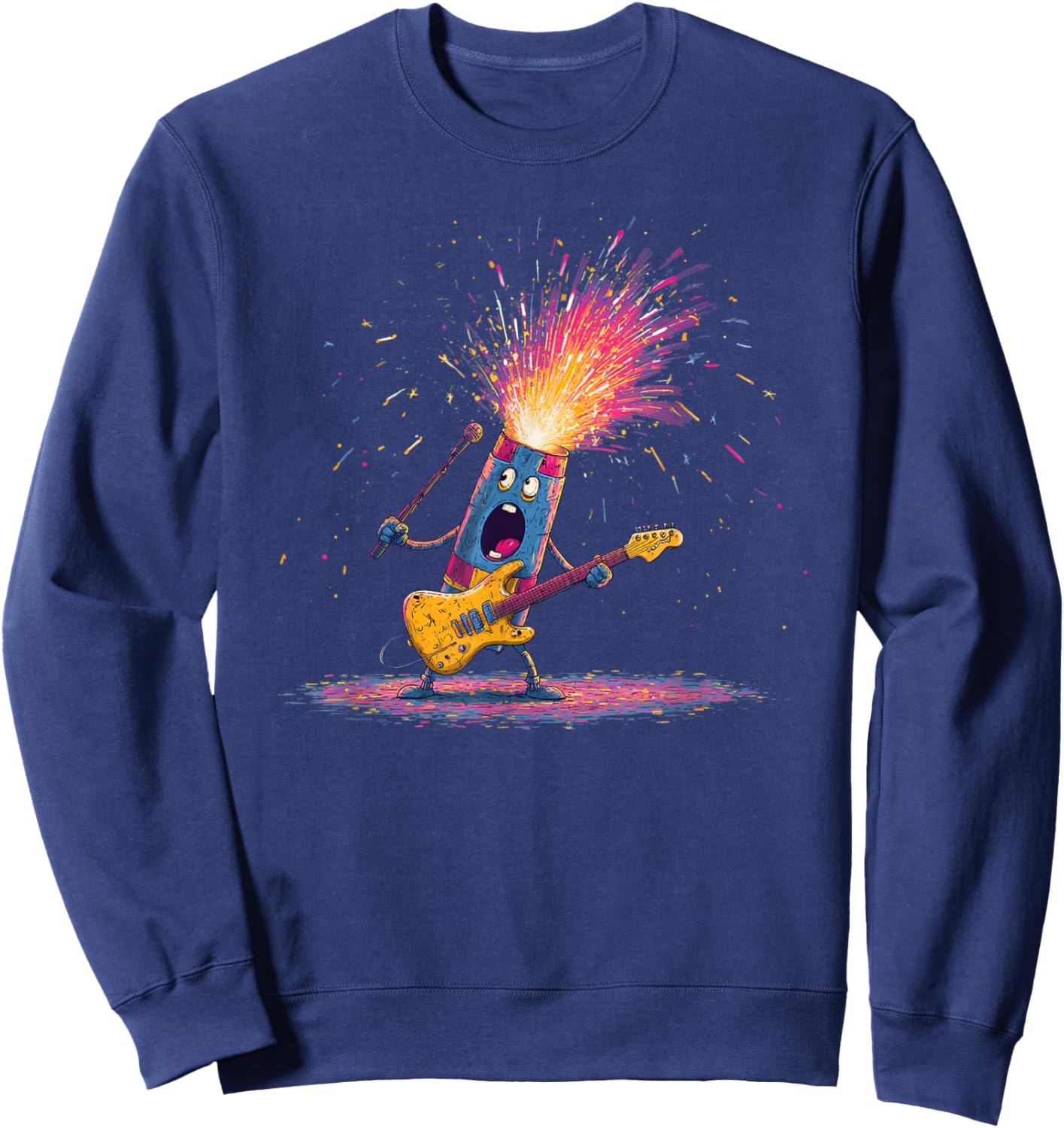 Rocket Flames with Guitar Costume for Boys and Girls Sweatshirt - Sweatshirt | Navy