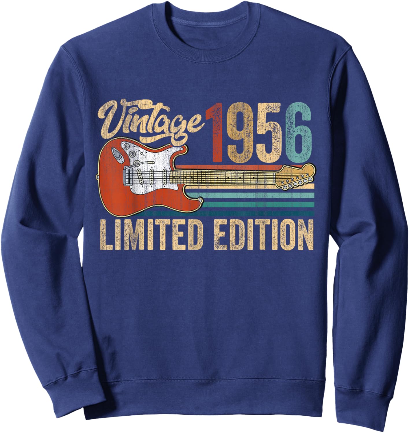 Vintage 1956 70th Birthday Gifts 70 Years Old Guitar Lover Sweatshirt - Sweatshirt | Navy