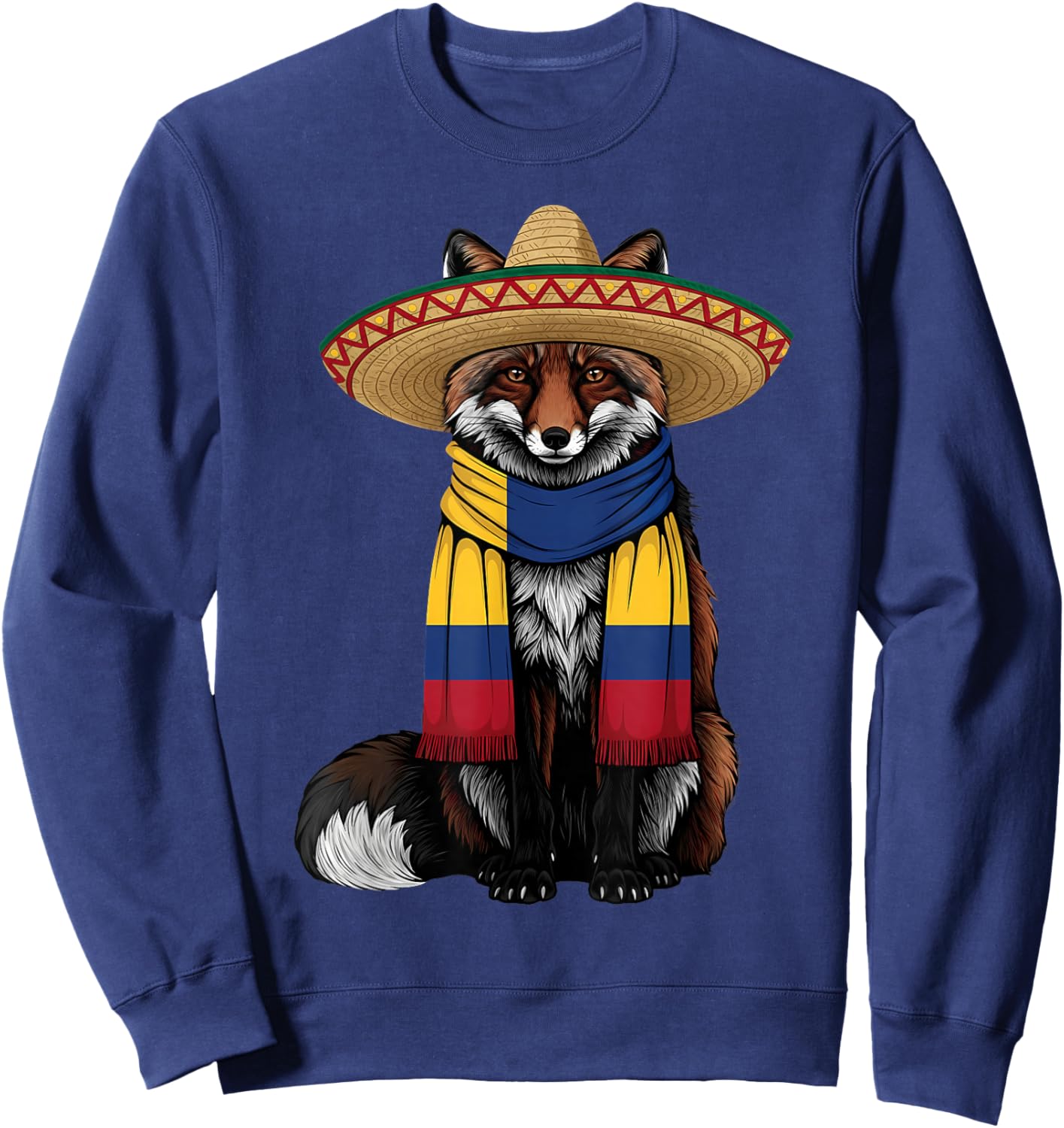 Colombia Flag Fox Colombian Roots Colombian Pride Sweatshirt - Sweatshirt | Navy