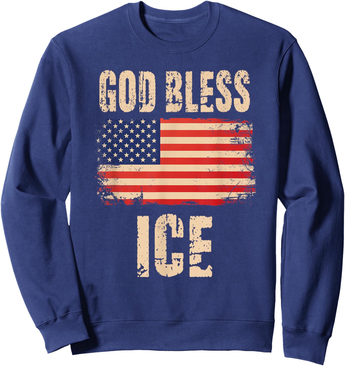 God Bless Ice USA Flag Sweatshirt - Sweatshirt | Navy