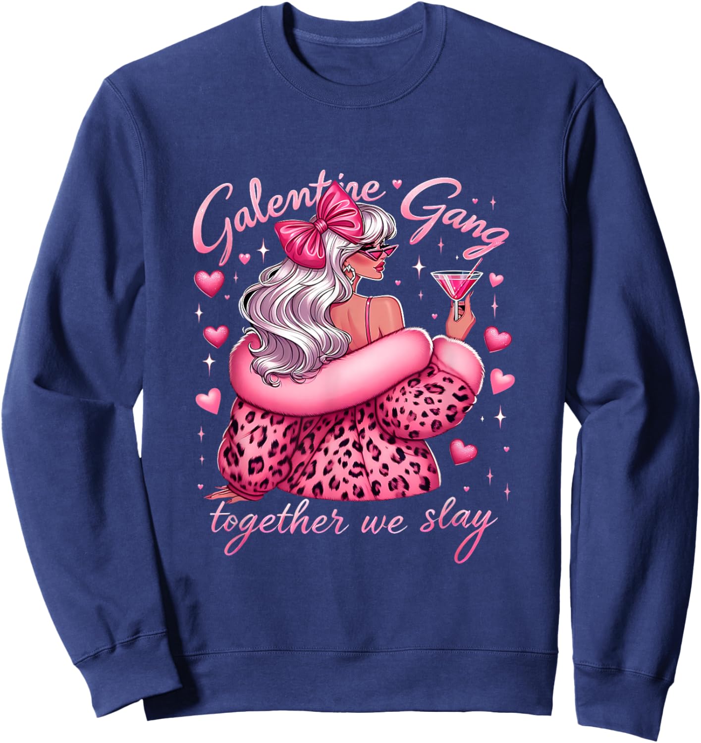 Gang Together We Slay Girls Galentine Friendship Matching Sweatshirt - Sweatshirt | Navy