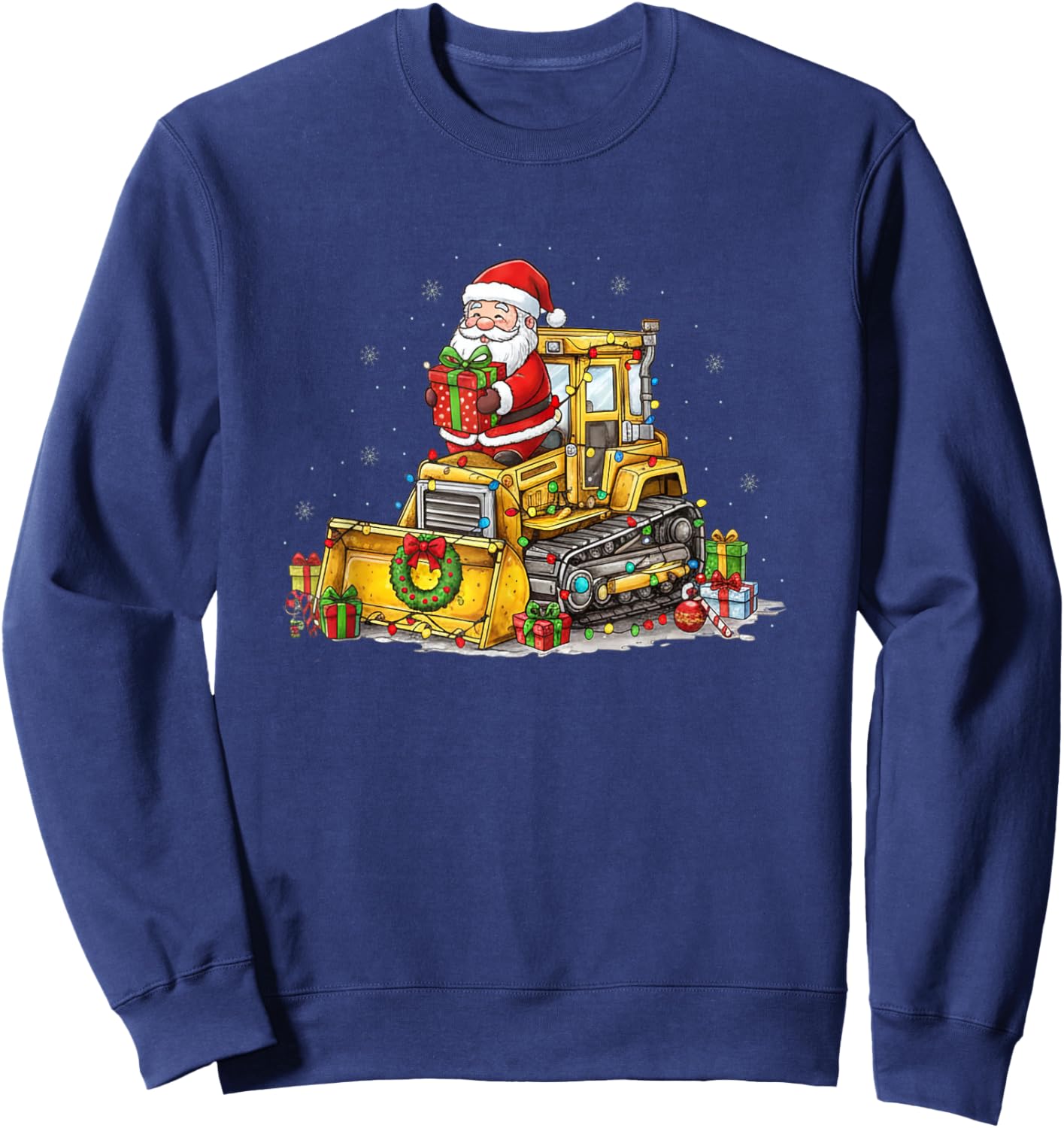 Kids Construction Truck Christmas Excavator Santa Boys Sweatshirt - Sweatshirt | Navy