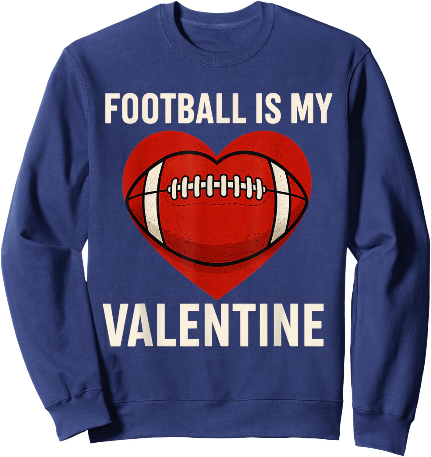 Boys Valentines Day Football Heart Peewee Player Gifts Sweatshirt - Sweatshirt | Navy