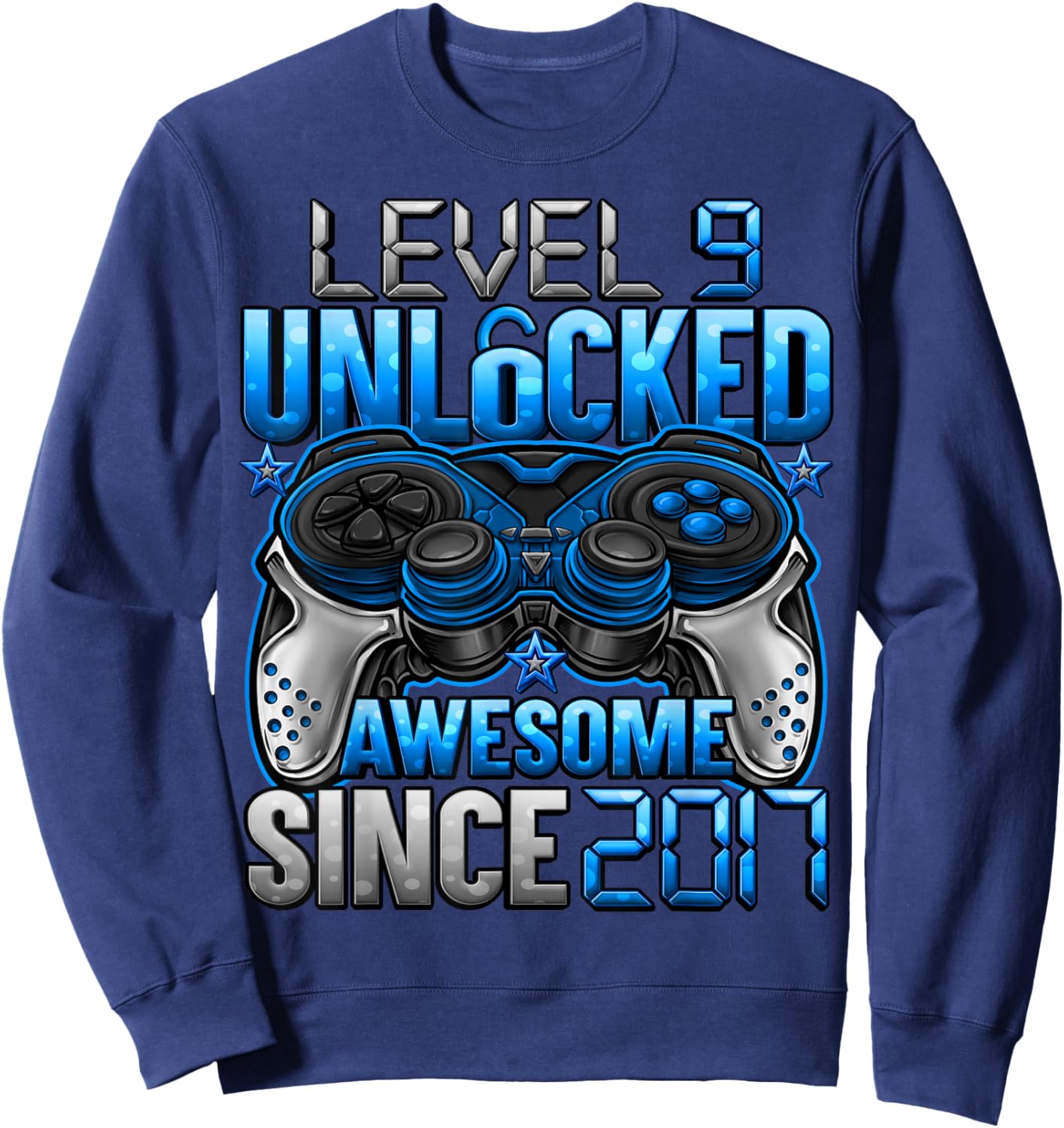 Level 9 Unlocked 9 Year Old Gifts for Boys 9th Birthday Boy Sweatshirt - Sweatshirt | Navy