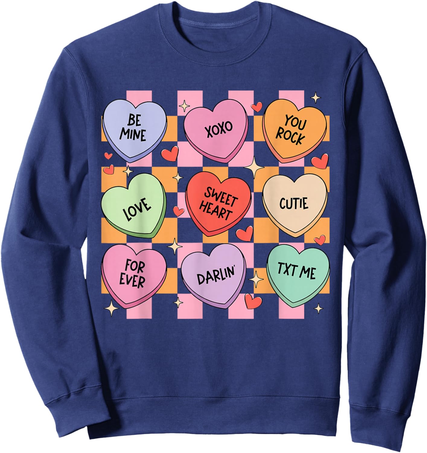 Valentines Hearts Candy Be Mine Valentine Men Women Kids Sweatshirt - Sweatshirt | Navy