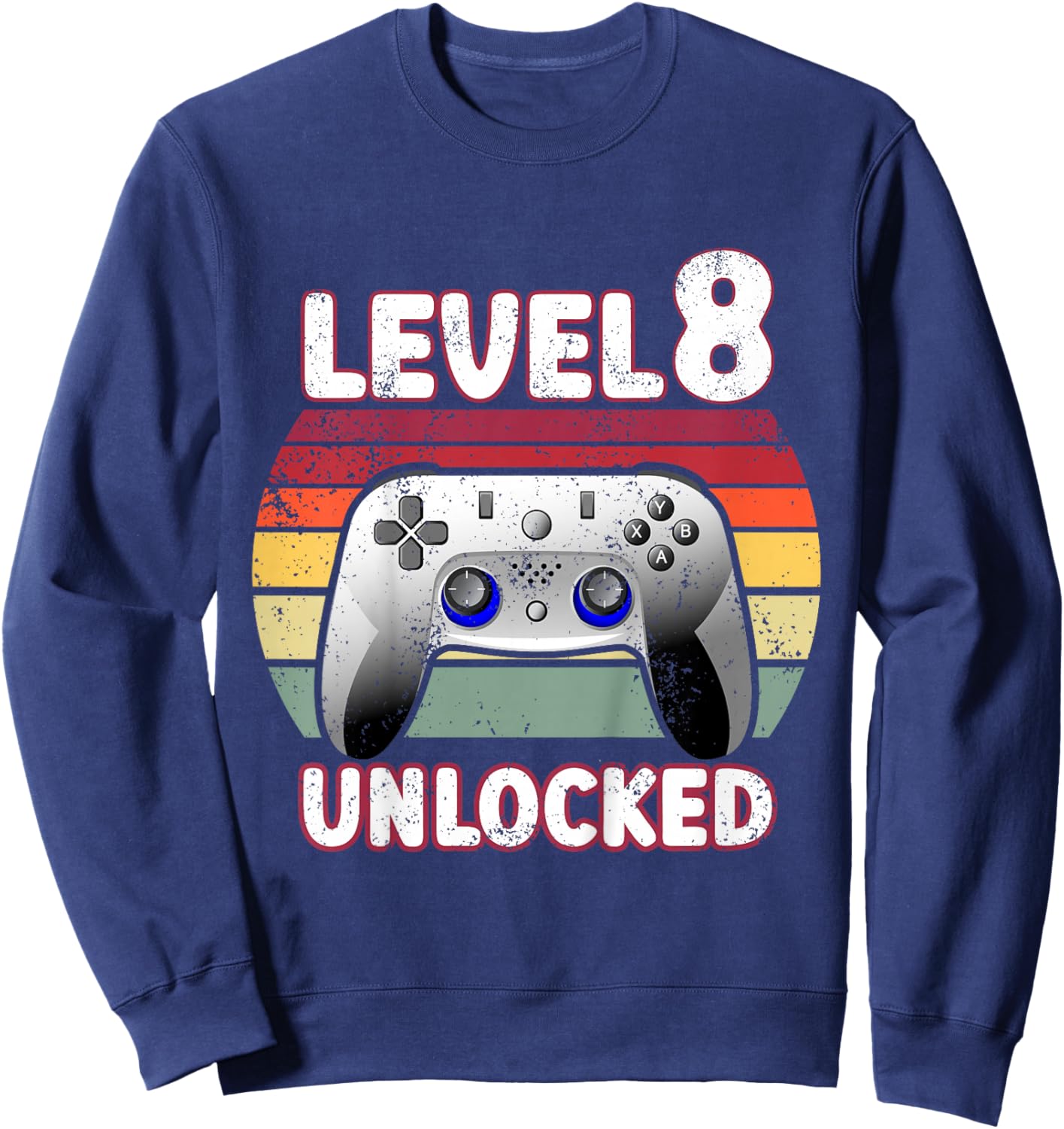 8 Year Old Birthday Boy Gaming 8th Birthday Gamer Eight Bday Sweatshirt - Sweatshirt | Navy