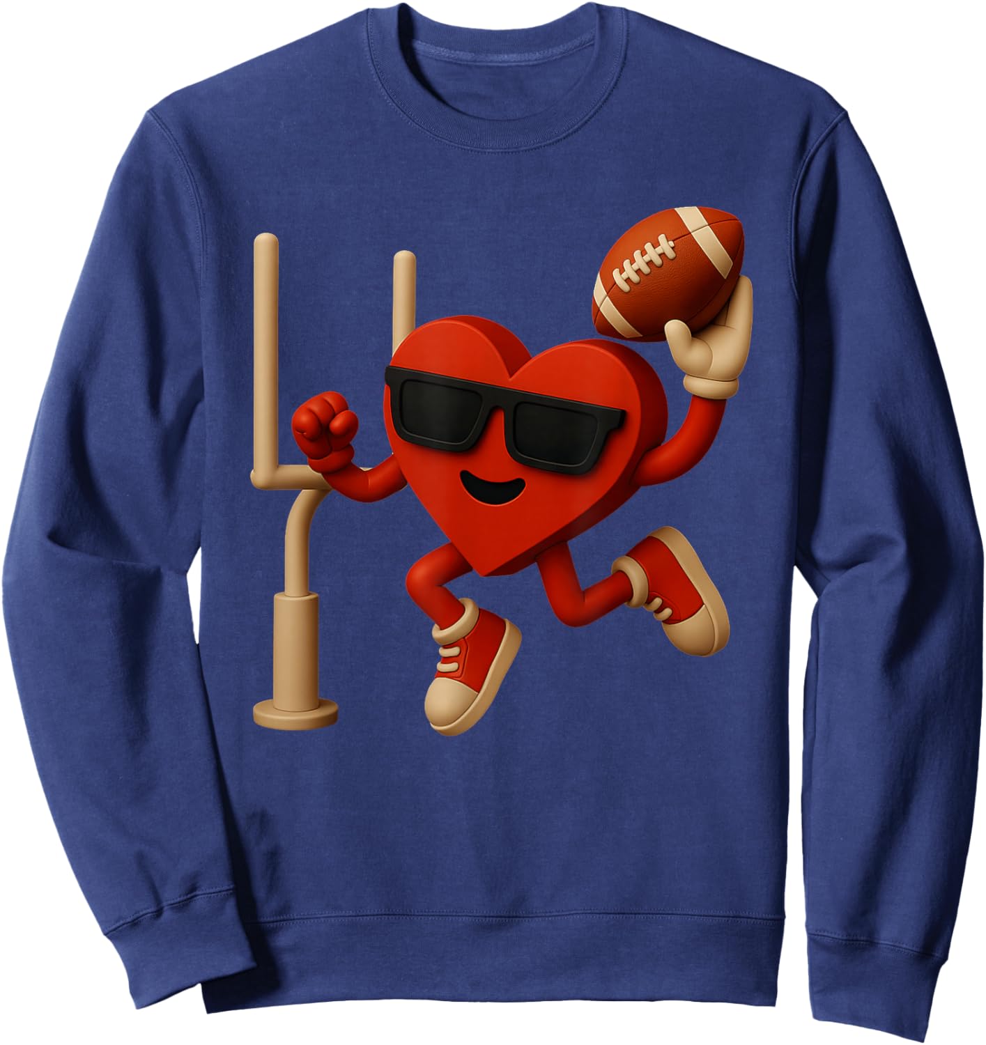 Football Valentines Day Cute Heart Funny Boys Girls Kids Sweatshirt - Sweatshirt | Navy