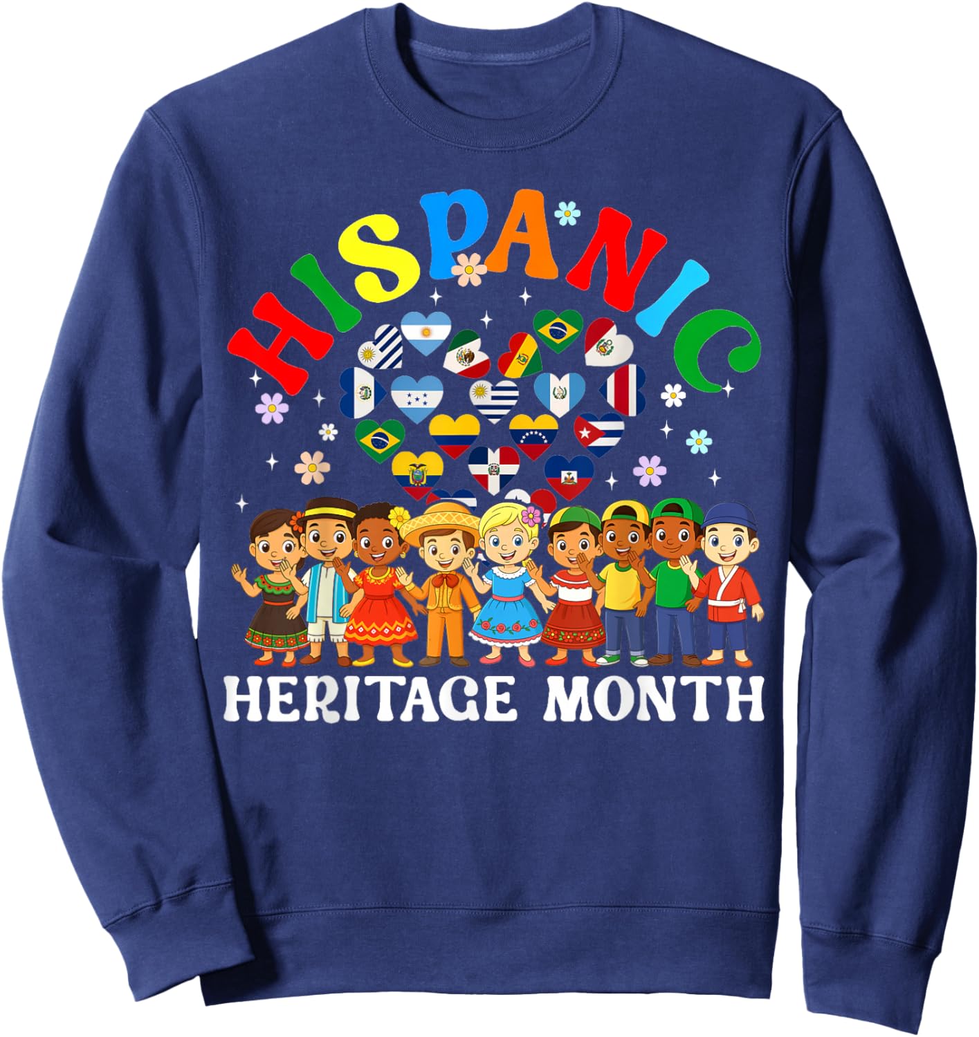 Hispanic Heritage Month All Latin Countries Boys Girls Kids Sweatshirt - Sweatshirt | Navy