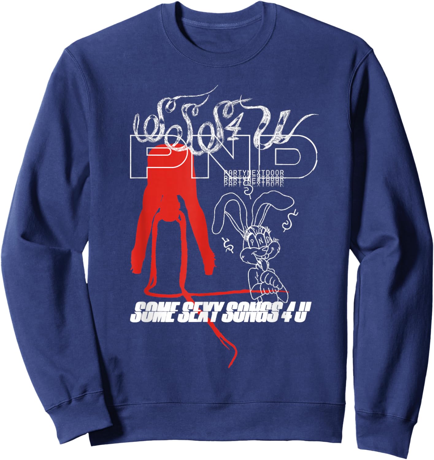 Bunny Doodle Graphic Sweatshirt - Sweatshirt | Navy
