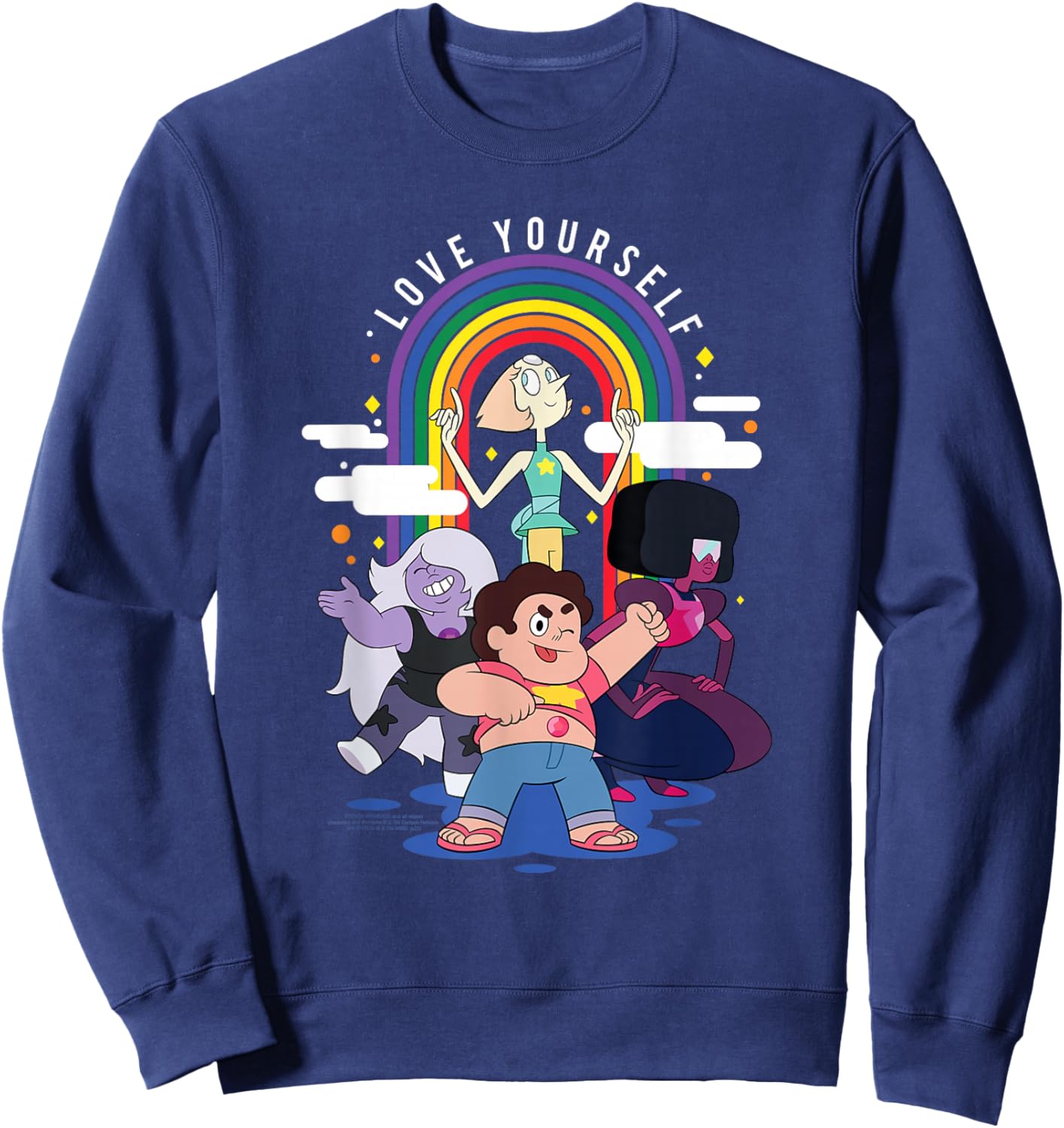 Steven Universe Love Yourself Pride Rainbow Cast Cartoon Sweatshirt - Sweatshirt | Navy
