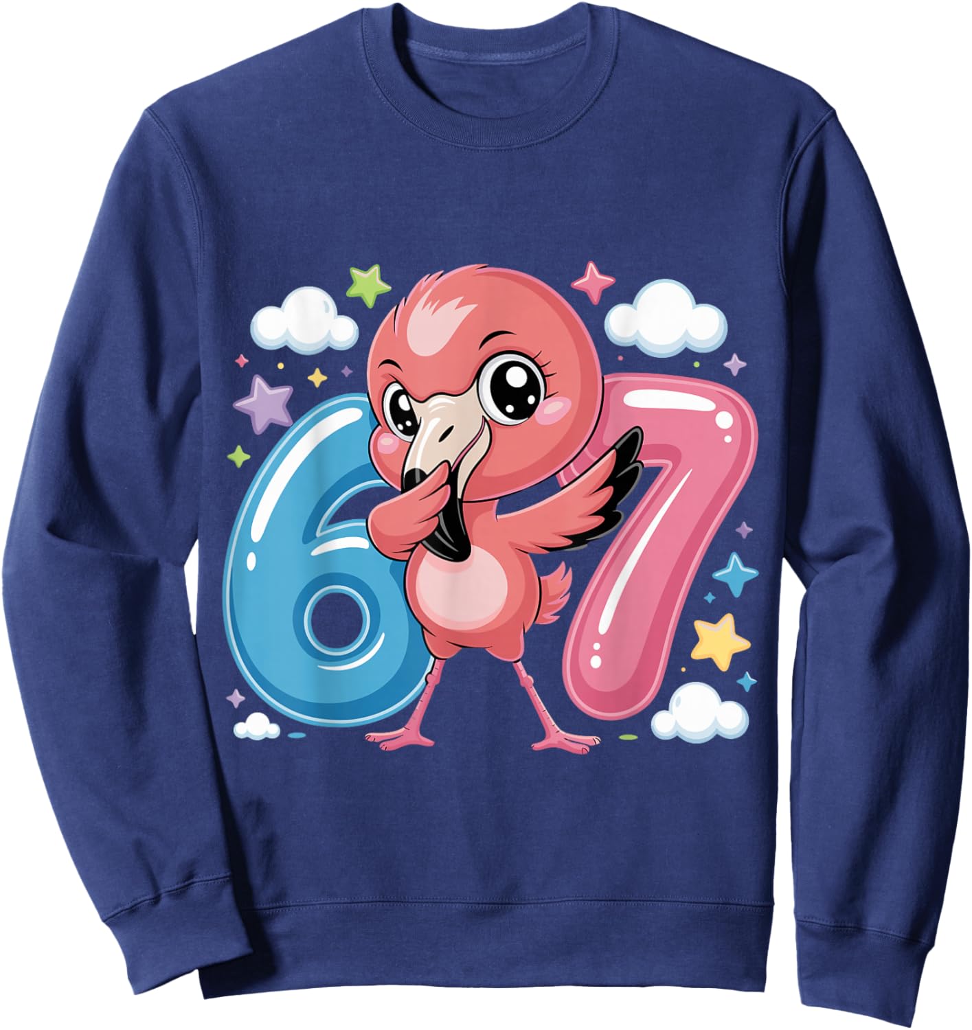 67 Meme Flamingo for Girls Six Seven Brainrot Funny Kids Sweatshirt - Sweatshirt | Navy