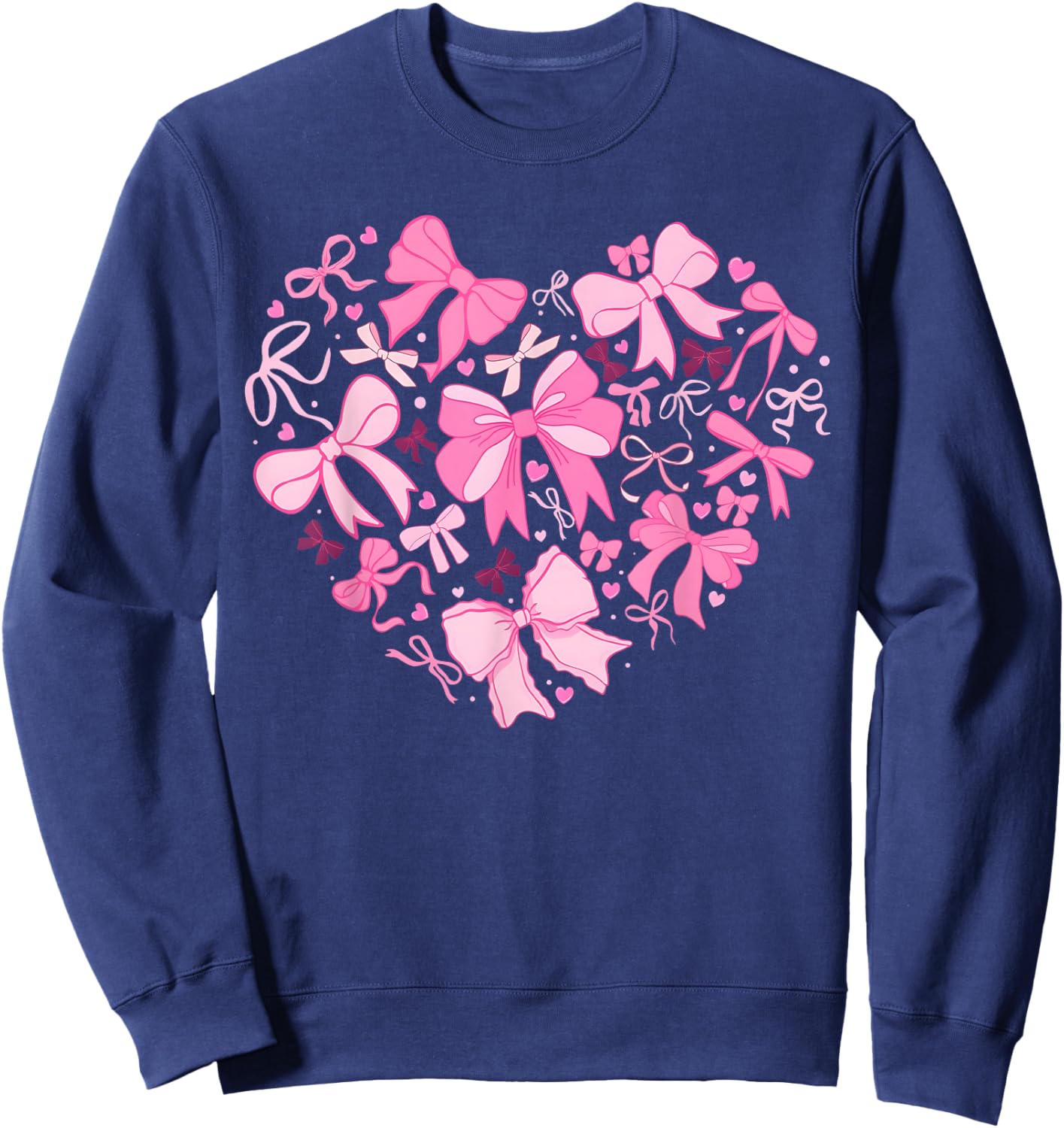 Valentine Coquette Pink Bow Heart Women Girls Kids Sweatshirt - Sweatshirt | Navy