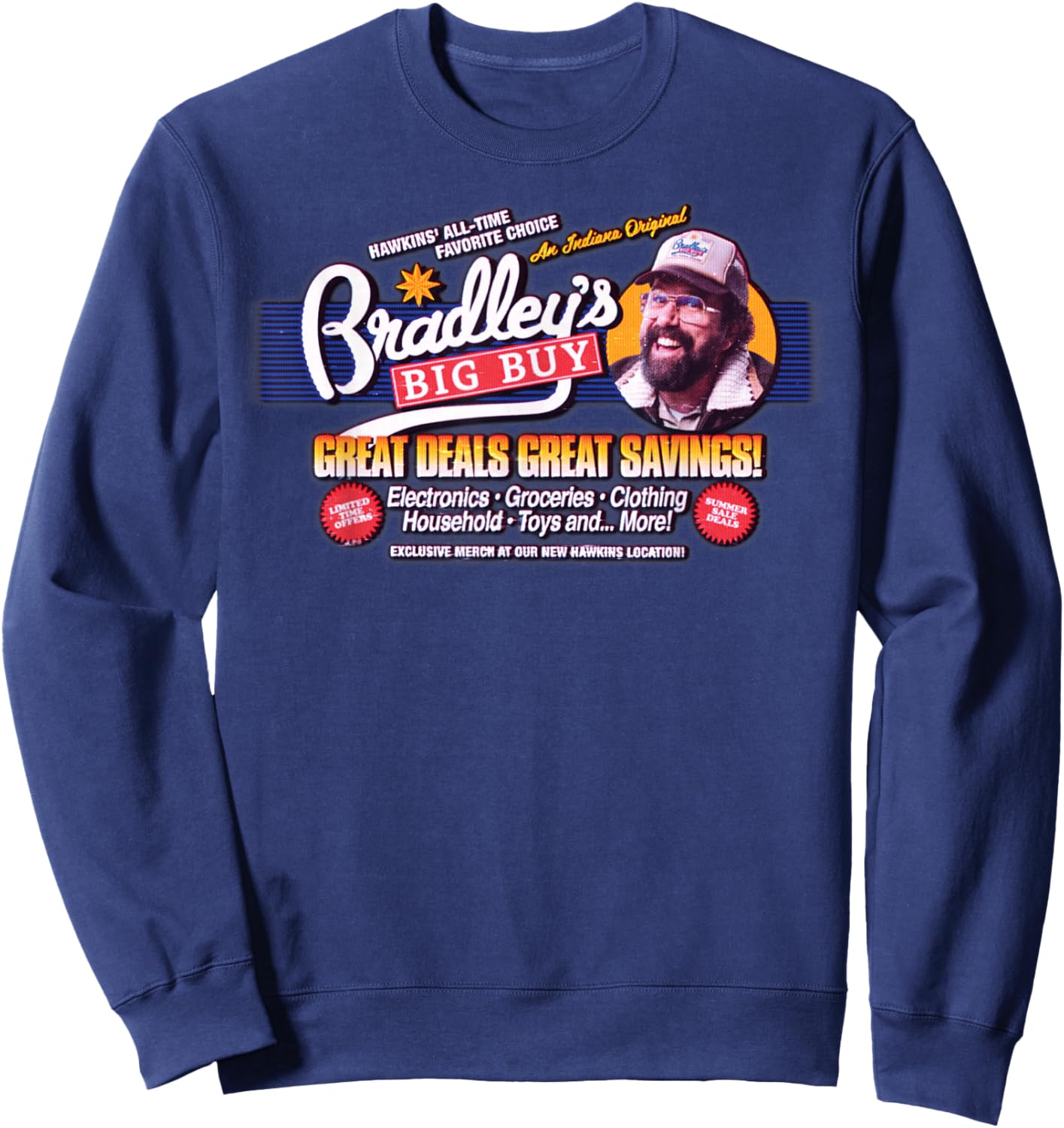 Stranger Things Season 5 Bradley's Big Buy Retro Ad Sweatshirt - Sweatshirt | Navy