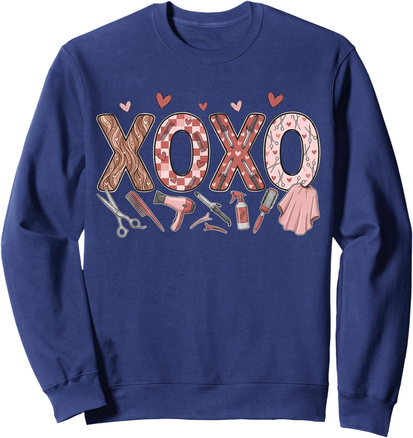 XOXO Hairstylist Valentines Hairdresser Cosmetologist Spa Sweatshirt - Sweatshirt | Navy