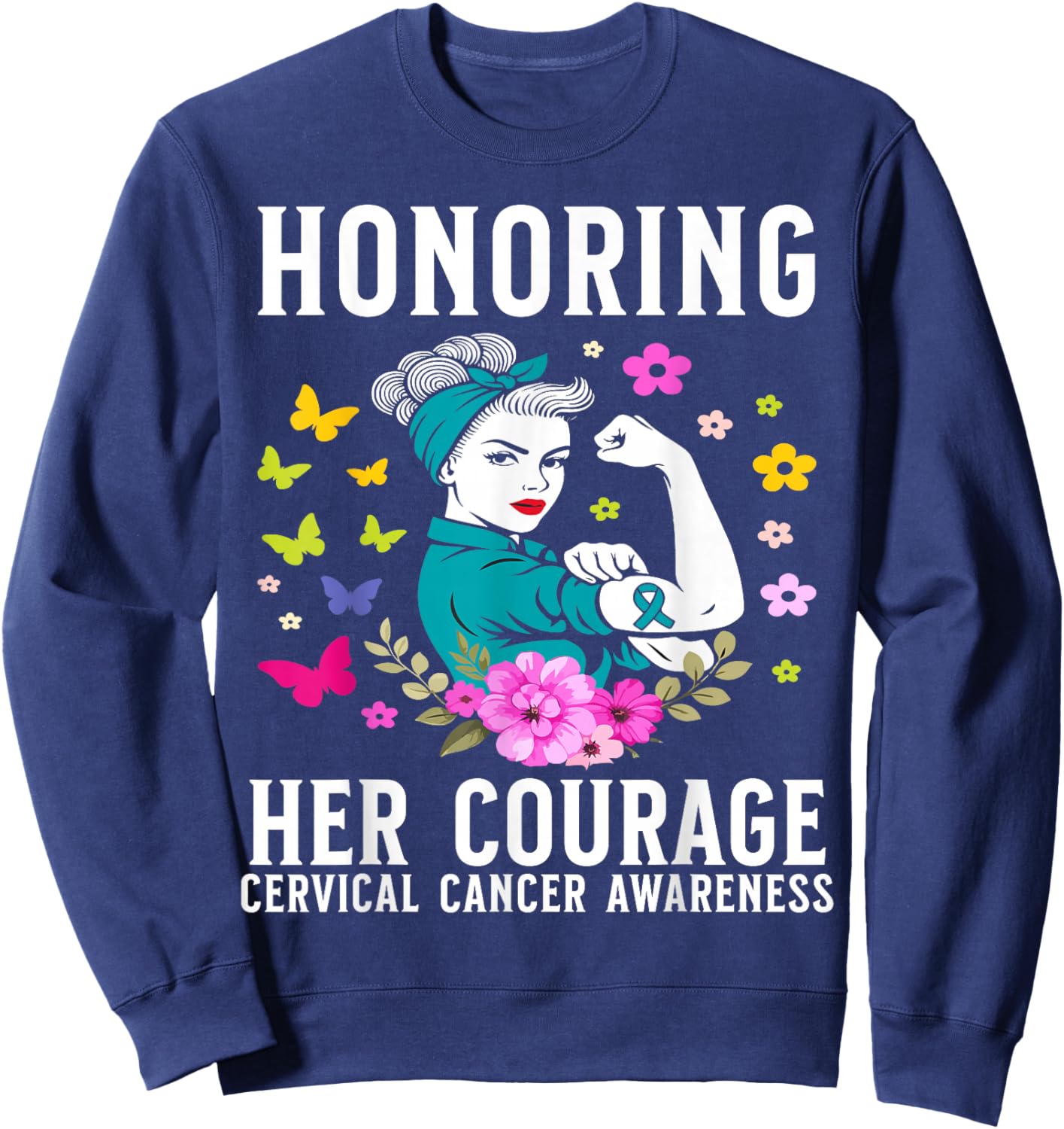 Cervical Cancer Awareness Products Cervical Cancer Lost Sweatshirt - Sweatshirt | Navy
