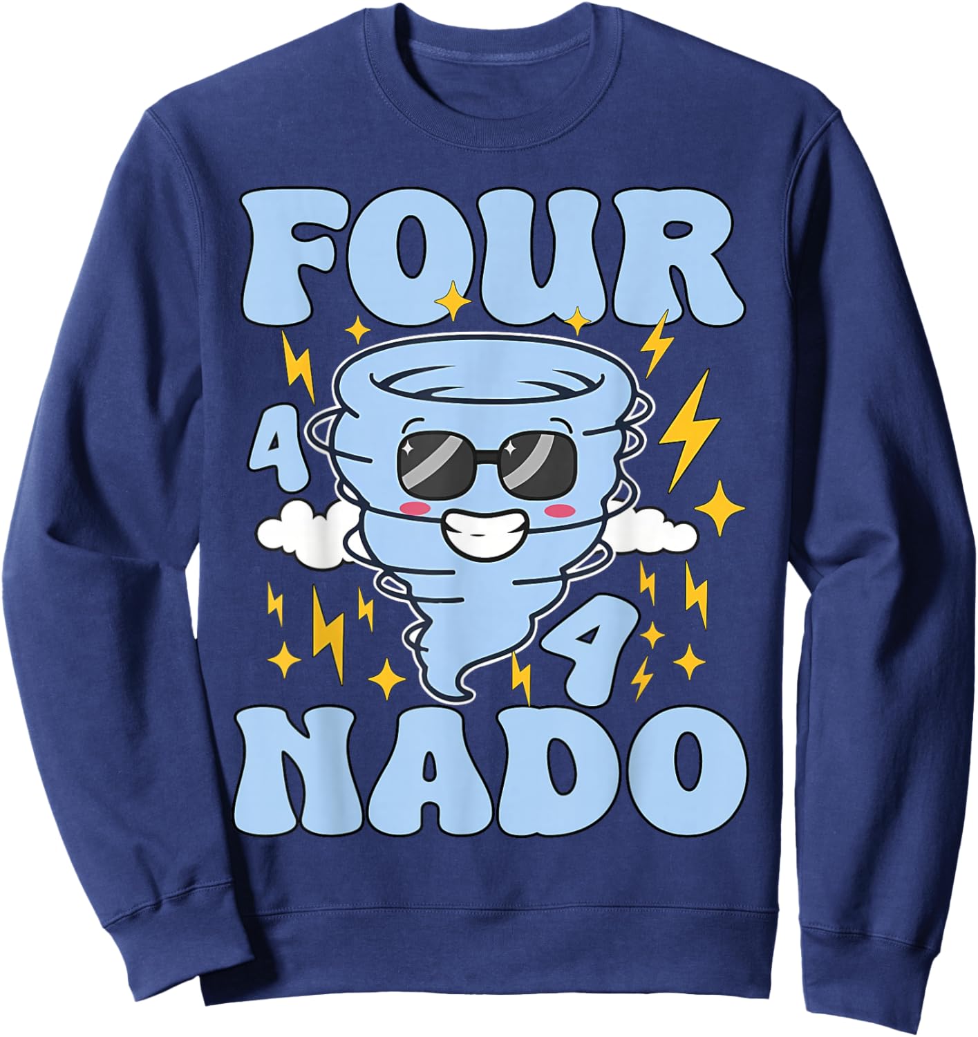 Four Nado Fournado 4th Birthday Tornado 4 Year Old Boys Kids Sweatshirt - Sweatshirt | Navy
