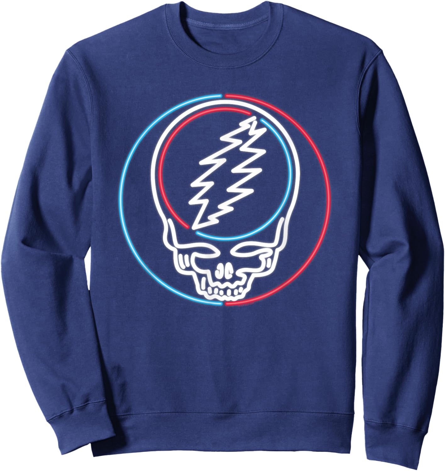 Grateful Dead Glowing Neon Sign Steal Your Face Vintage Band Sweatshirt - Sweatshirt | Navy