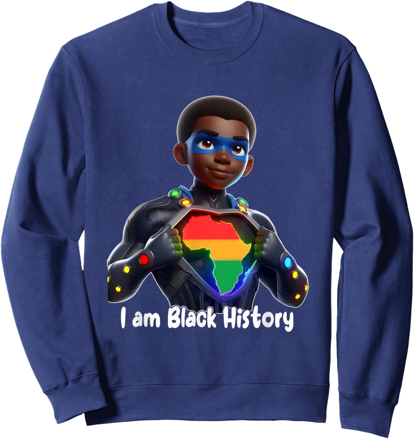 Strong Black History King with Pride and Powerful Heritage Sweatshirt - Sweatshirt | Navy