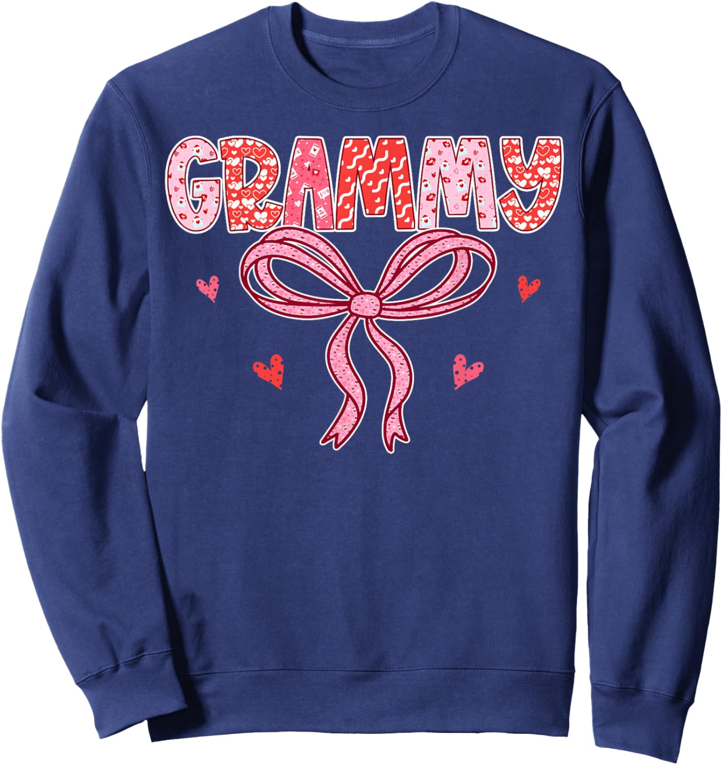Grammy Valentine Pink Coquette Bow Valentine's Day Grandma Sweatshirt - Sweatshirt | Navy