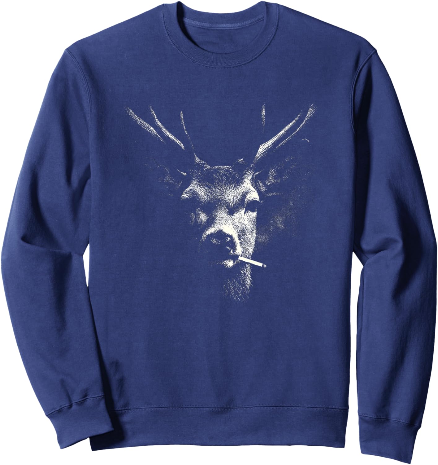 Smoking Deer Stag with Cigarette Aesthetic Sweatshirt - Sweatshirt | Navy