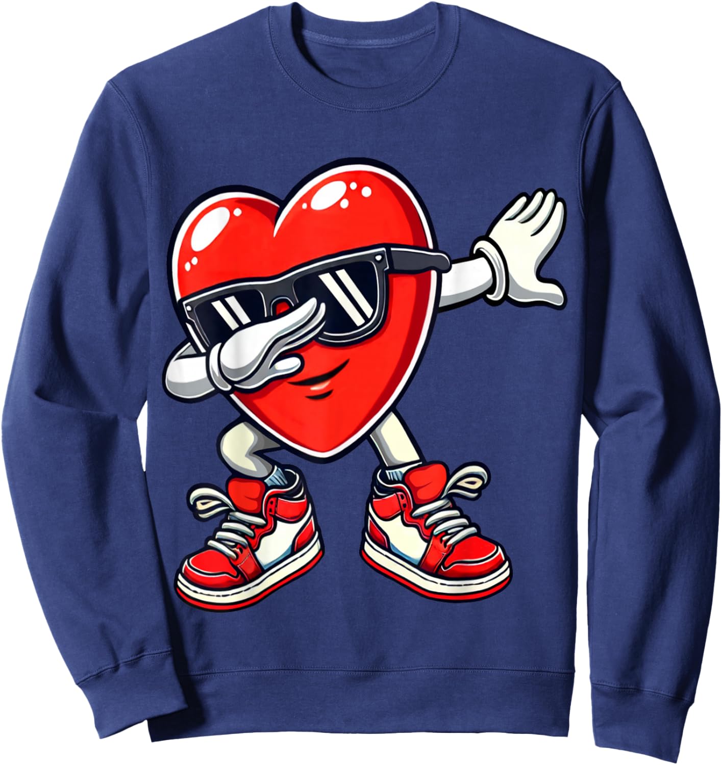 Valentine's Dabbing Heart Funny Gifts Kids Boys Girls Sweatshirt - Sweatshirt | Navy