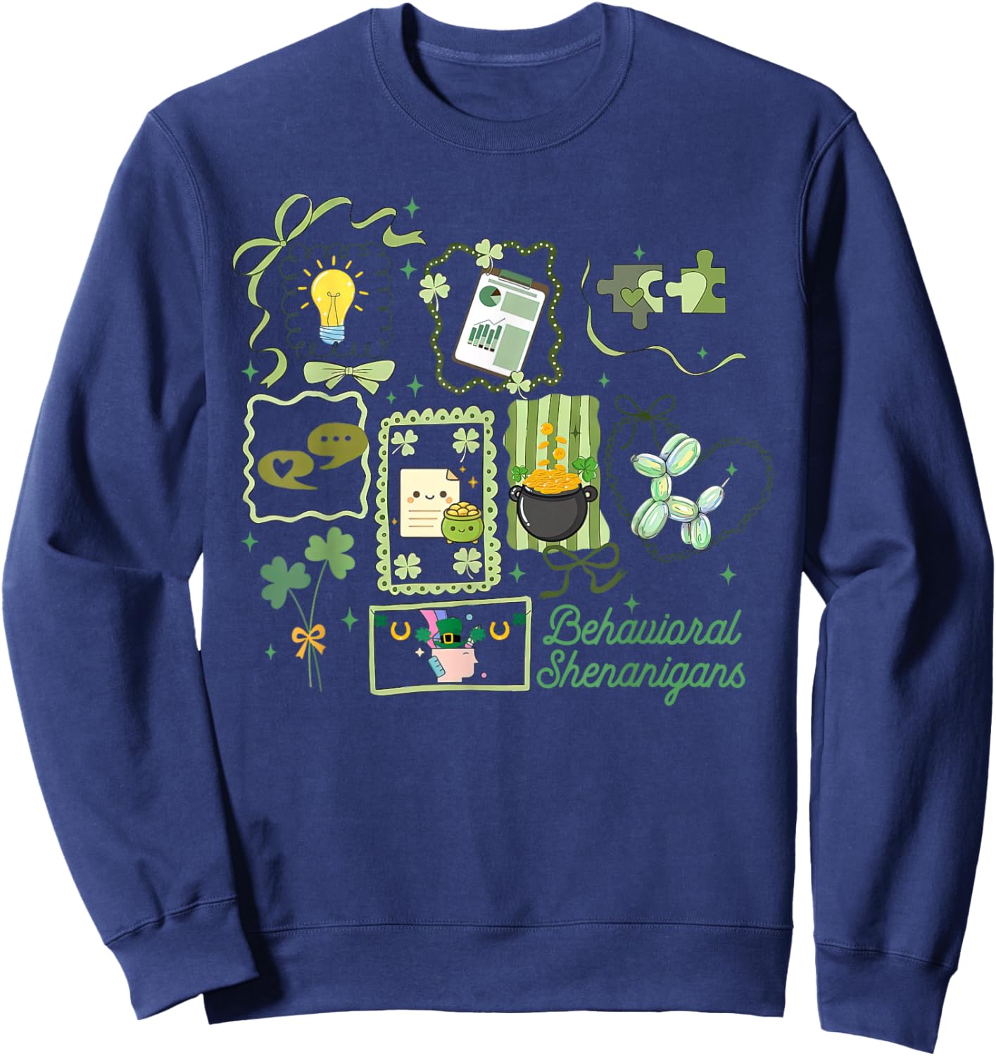 Stamp Behavior Therapy RBT ABA Therapist St Patrick's Day Sweatshirt - Sweatshirt | Navy
