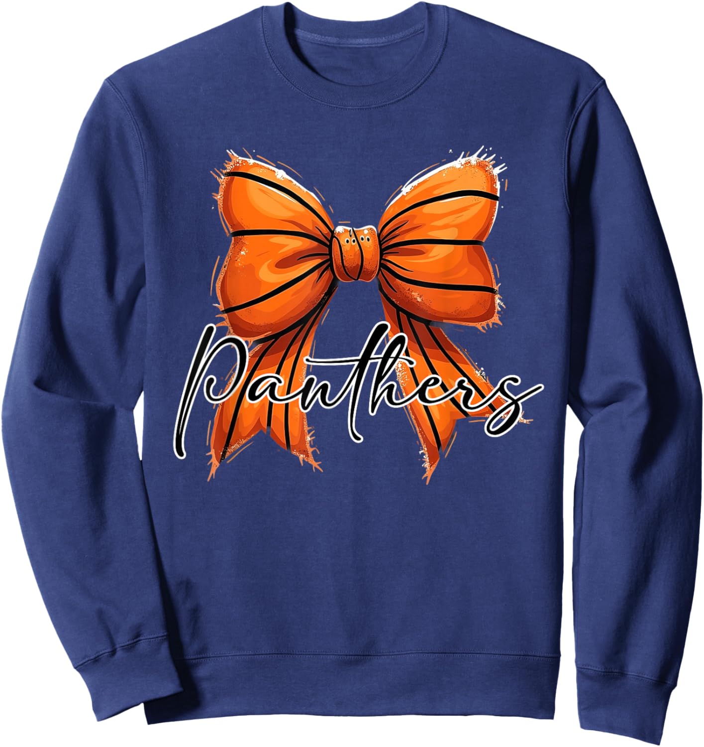Panthers Basketball Mom Coquette Bow Game Day School Spirit Sweatshirt - Sweatshirt | Navy