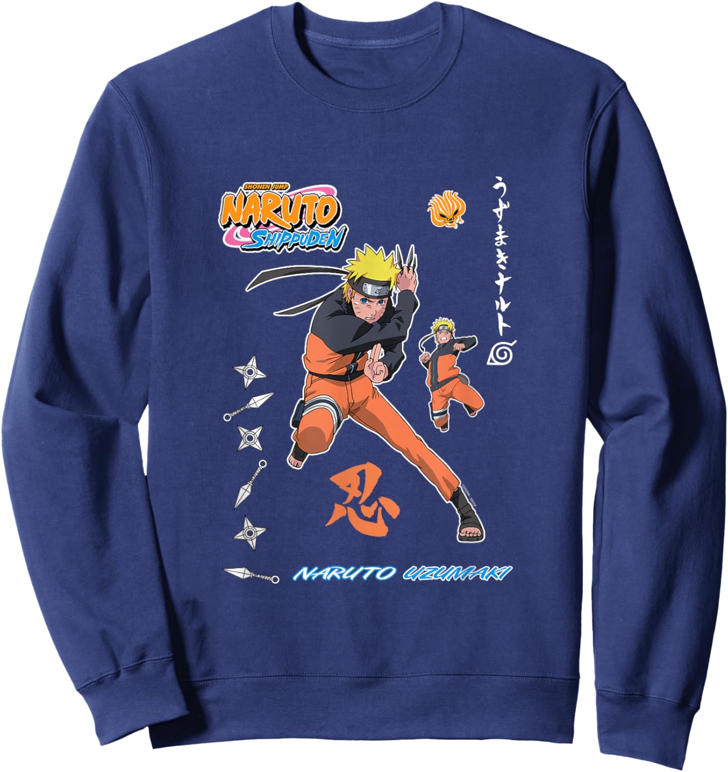 Naruto Shippuden Vintage Style Badge Sweatshirt - Sweatshirt | Navy