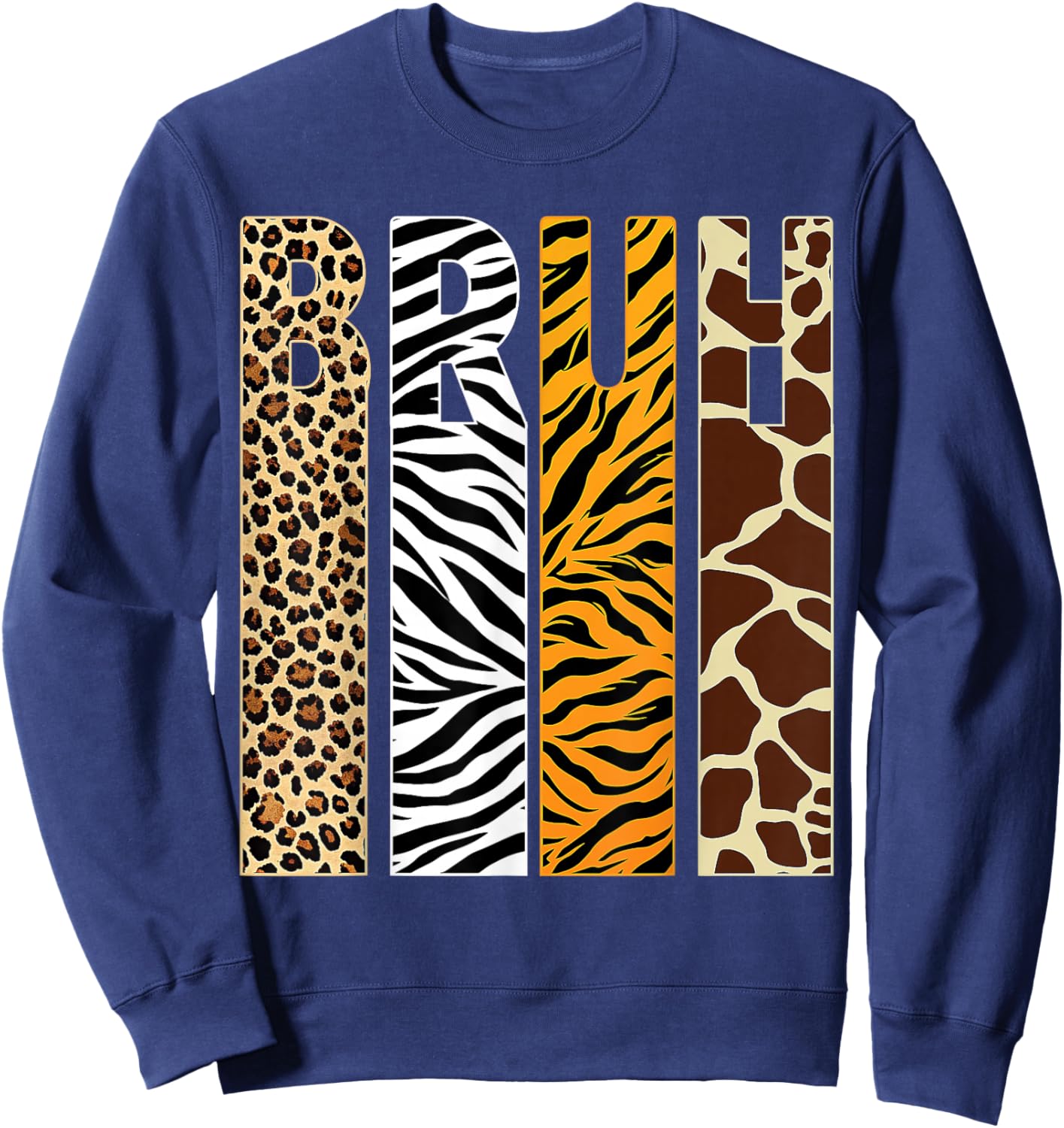 Bruh Boys Animal Print Clothes Kids Zoo Toddler Boy Sweatshirt - Sweatshirt | Navy