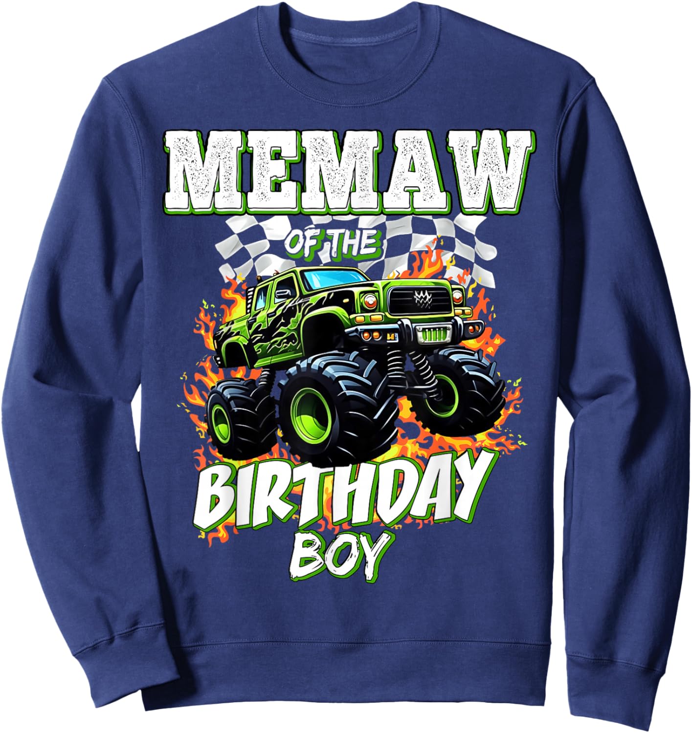 Memaw of The Birthday Boy Monster Truck Birthday Kids Sweatshirt - Sweatshirt | Navy