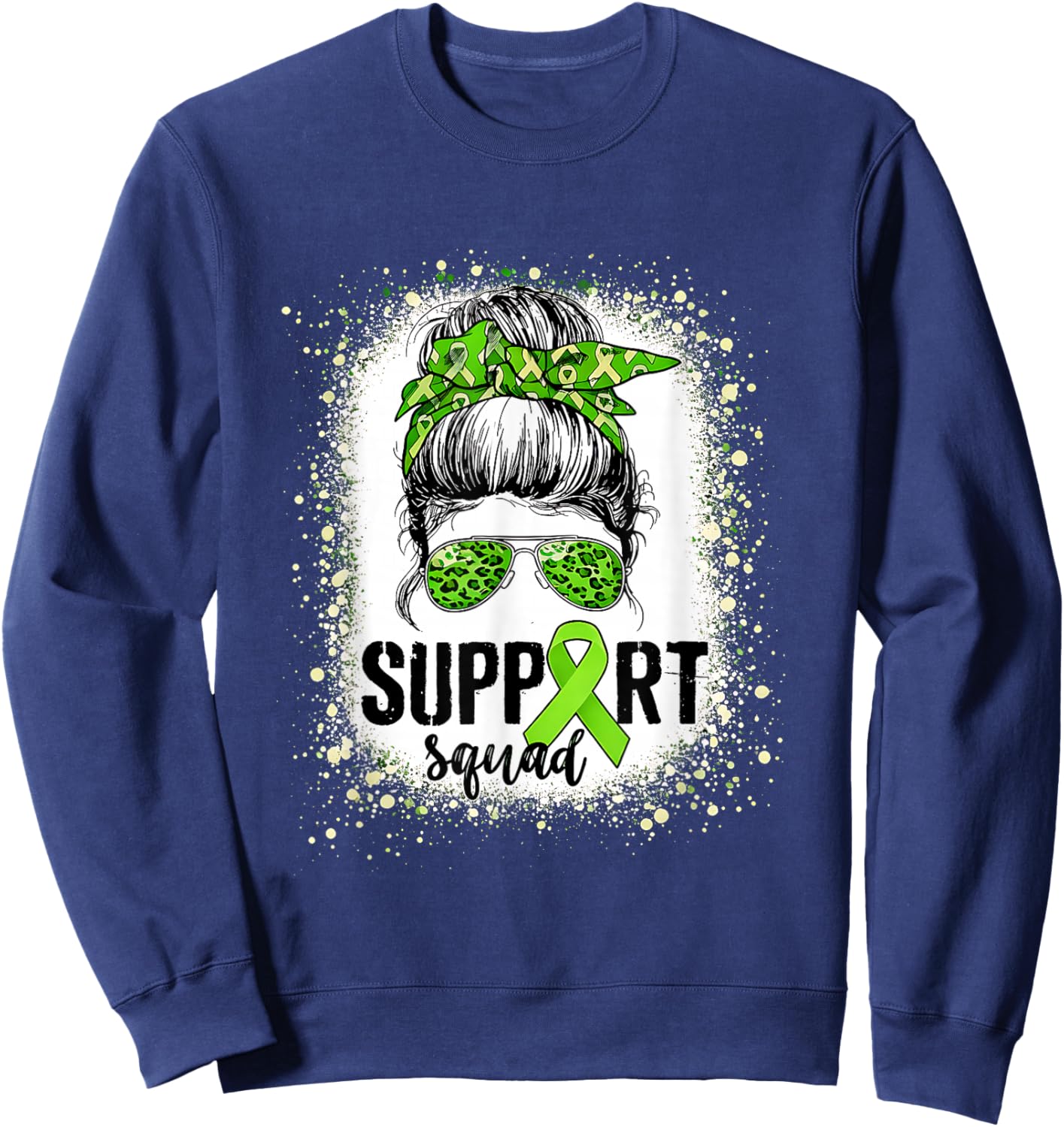 Support Squad Messy Bun Mental Health Awareness Sweatshirt - Sweatshirt | Navy