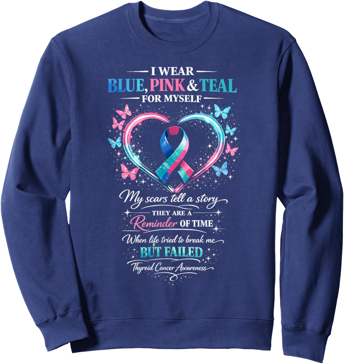 Thyroid Cancer Awareness Sweatshirt - Sweatshirt | Navy