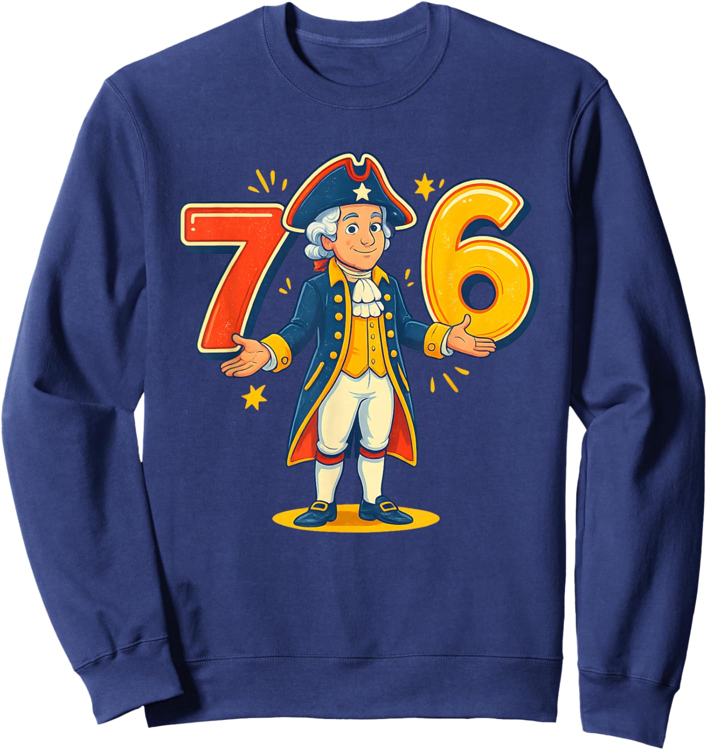 6 7 Funny George Washington Six Seven Meme History Patriotic Sweatshirt - Sweatshirt | Navy