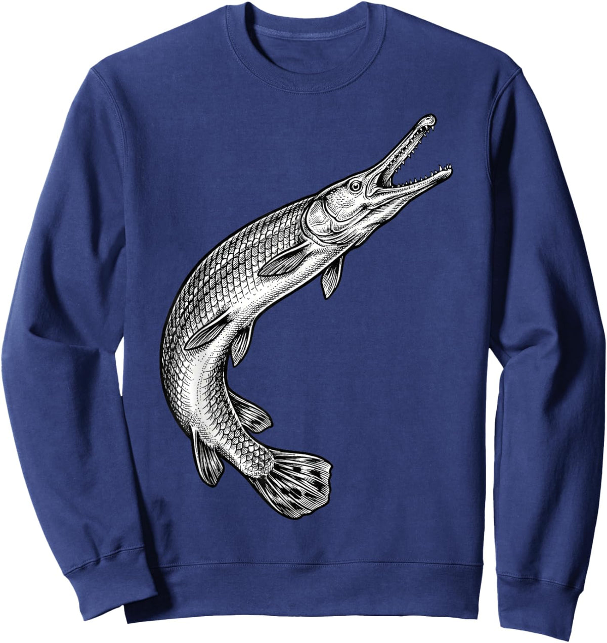 Vintage Alligator Gar Fish Fishing Fisherman Angler Sweatshirt - Sweatshirt | Navy