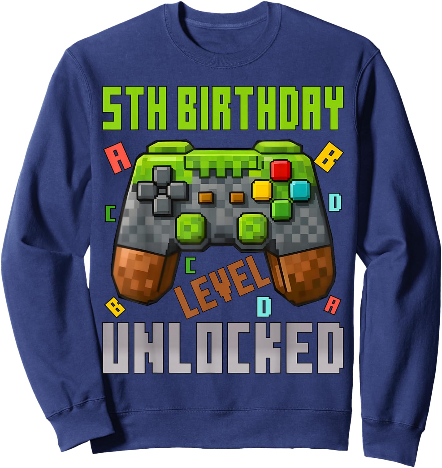 5th Birthday Boy Level 5 Unlocked Birthday Boy 5 Years Old Sweatshirt - Sweatshirt | Navy