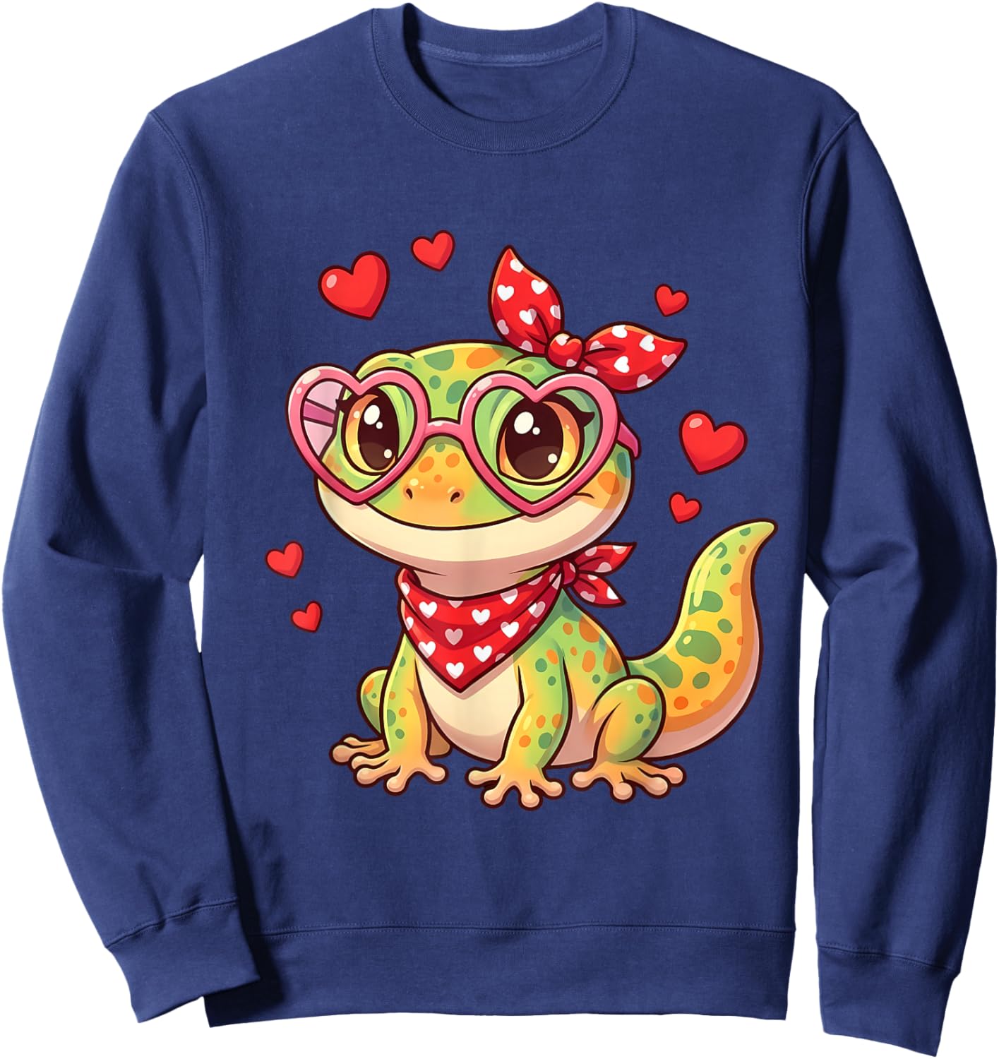 Cute Little Gecko Hearts for Gecko Lovers and Couples Sweatshirt - Sweatshirt | Navy