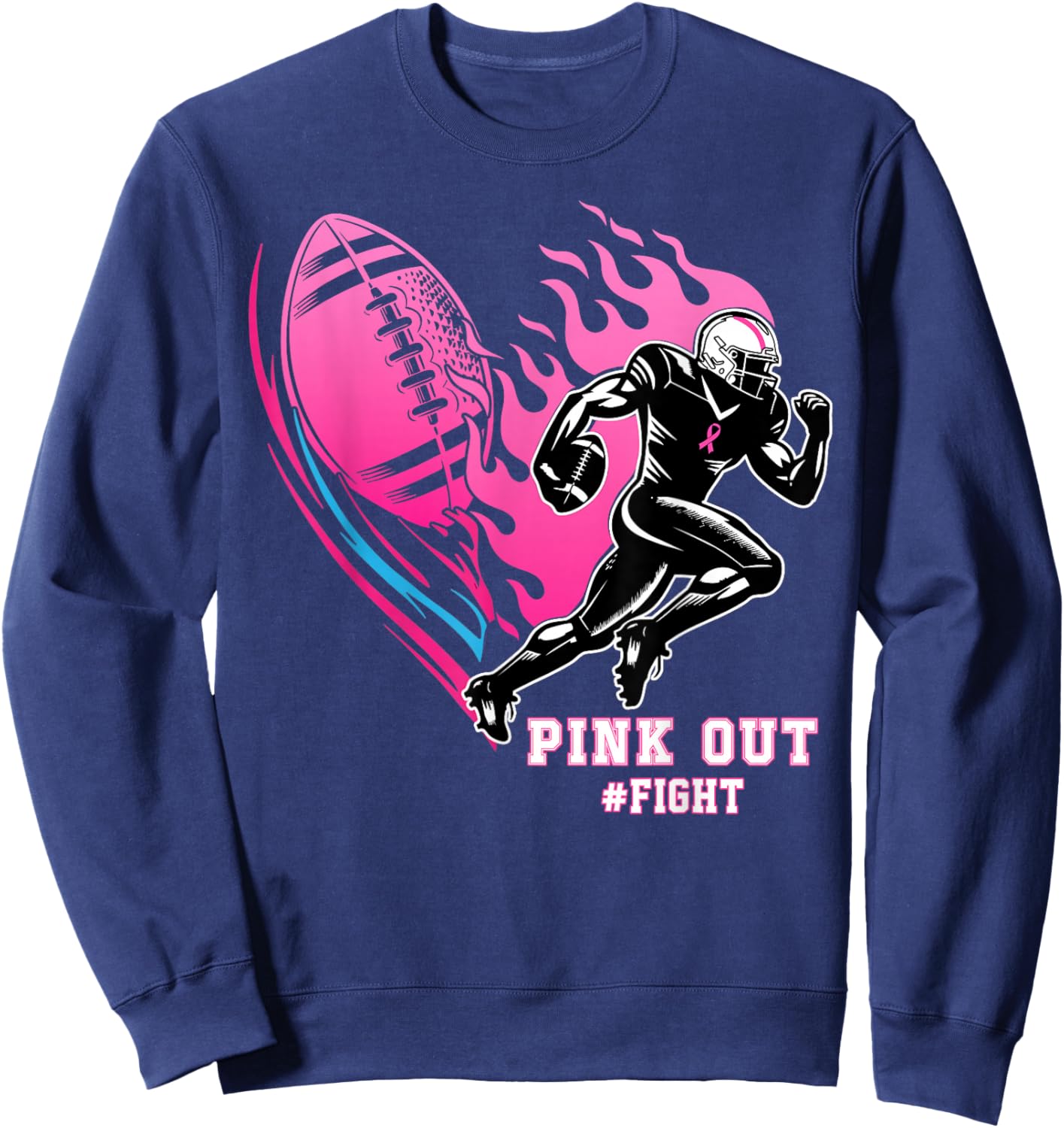 Football Pink Out Team Breast Cancer Awareness Month Sweatshirt - Sweatshirt | Navy