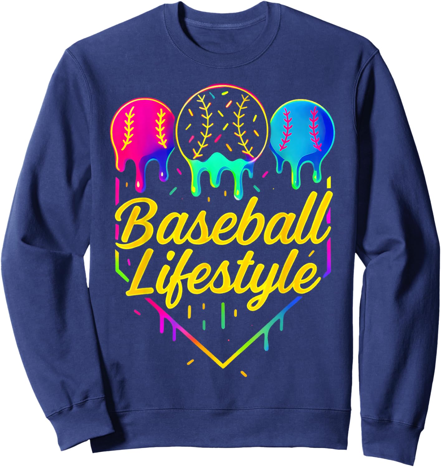Baseball Life Style 101 Apparel Youth Drip Baseball Sweatshirt - Sweatshirt | Navy