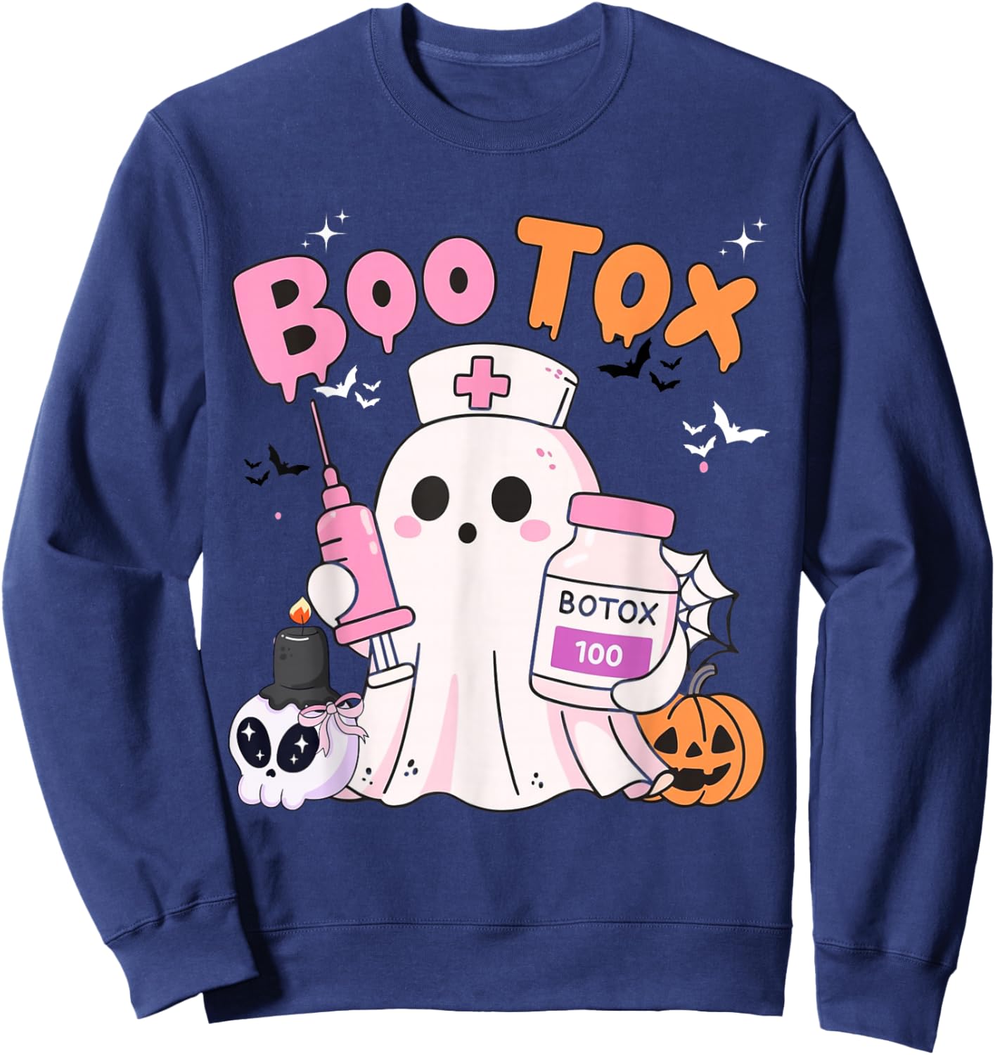 Boo Tox Nurse Ghost Filler Botox Halloween Aesthetic Sweatshirt - Sweatshirt | Navy