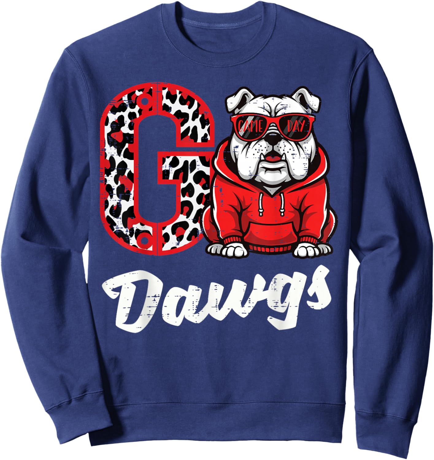 Bulldog Go Dawgs Men Women Kids Boys Youth Girls Teen Sweatshirt - Sweatshirt | Navy