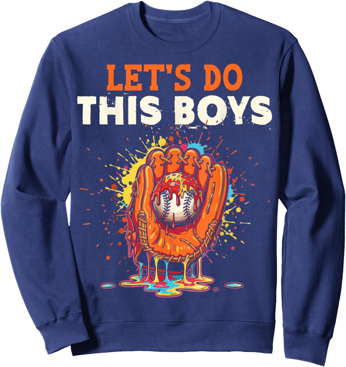 Let's Do This Boys Baseball Glove Ice Cream Drip Crossed Bat Sweatshirt - Sweatshirt | Navy