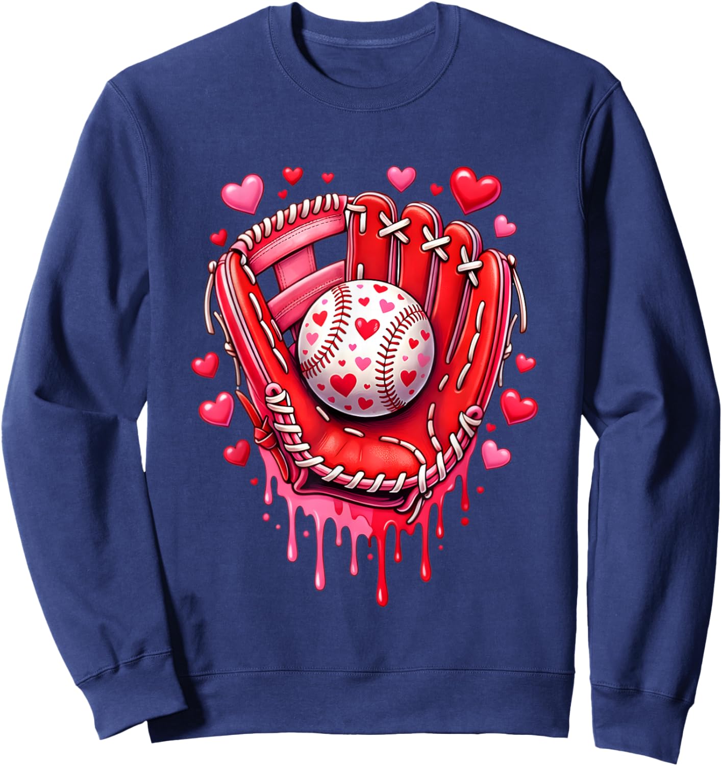 Baseball Drip Ice Cream Sprinkles Valentines Day Baseball Sweatshirt - Sweatshirt | Navy