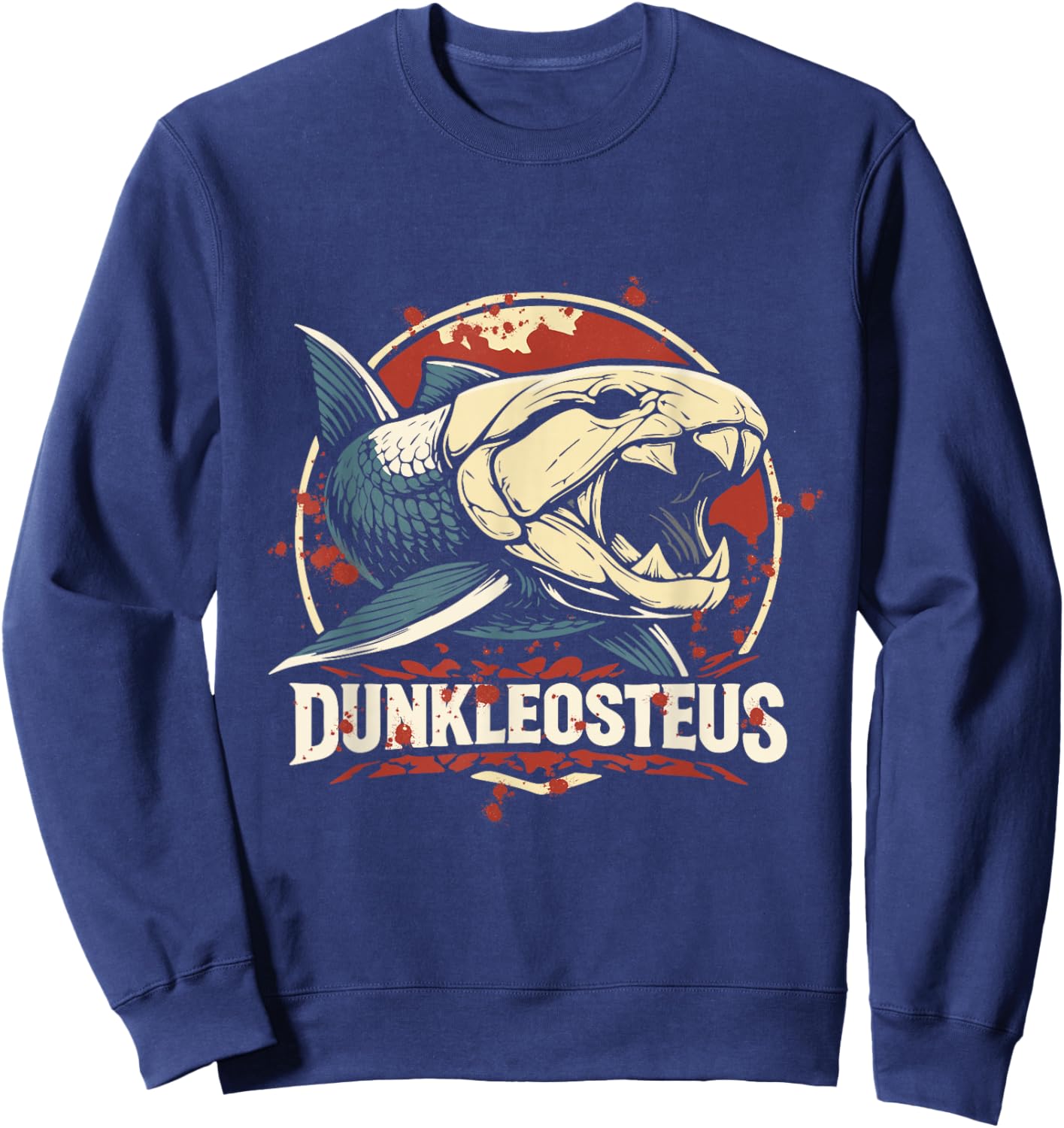 Dunkleosteus Prehistoric Dinosaur Fish Fossil Sweatshirt - Sweatshirt | Navy
